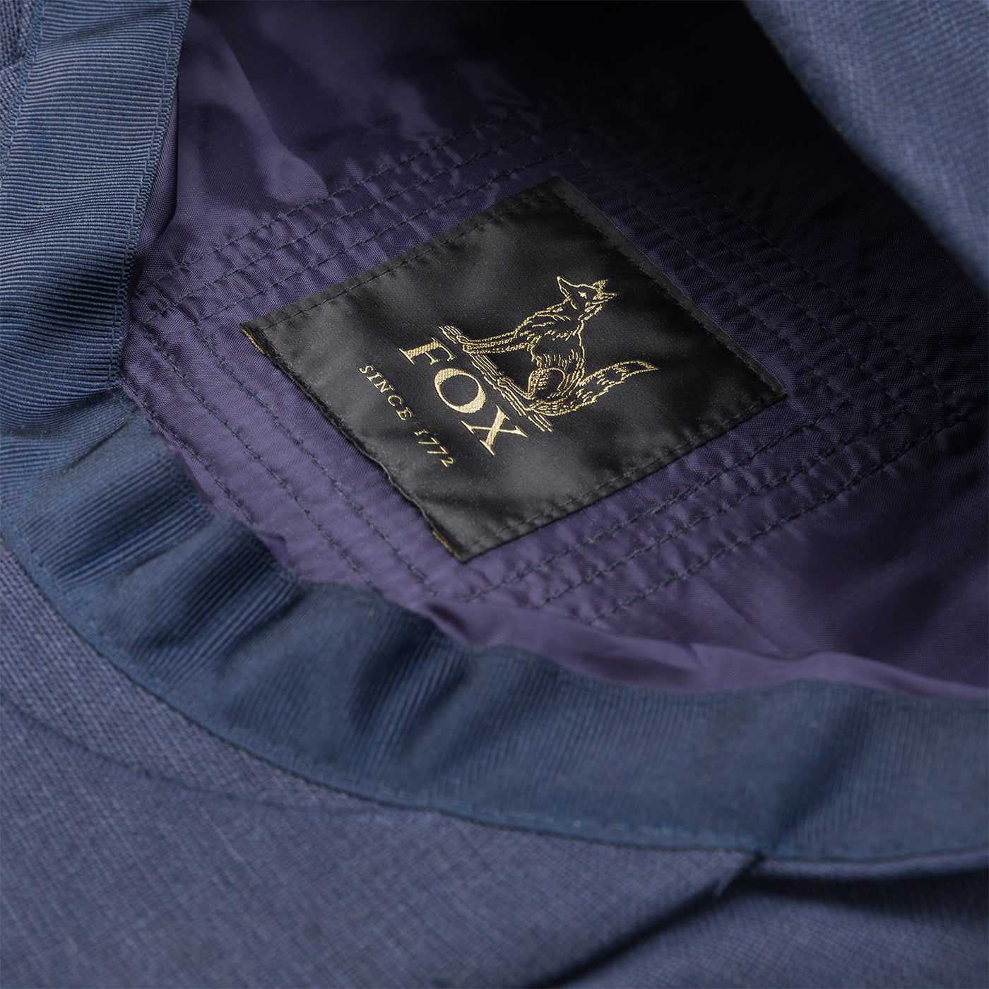 Fox Linen Plainweave Navy Fixed Brim Flat Cap