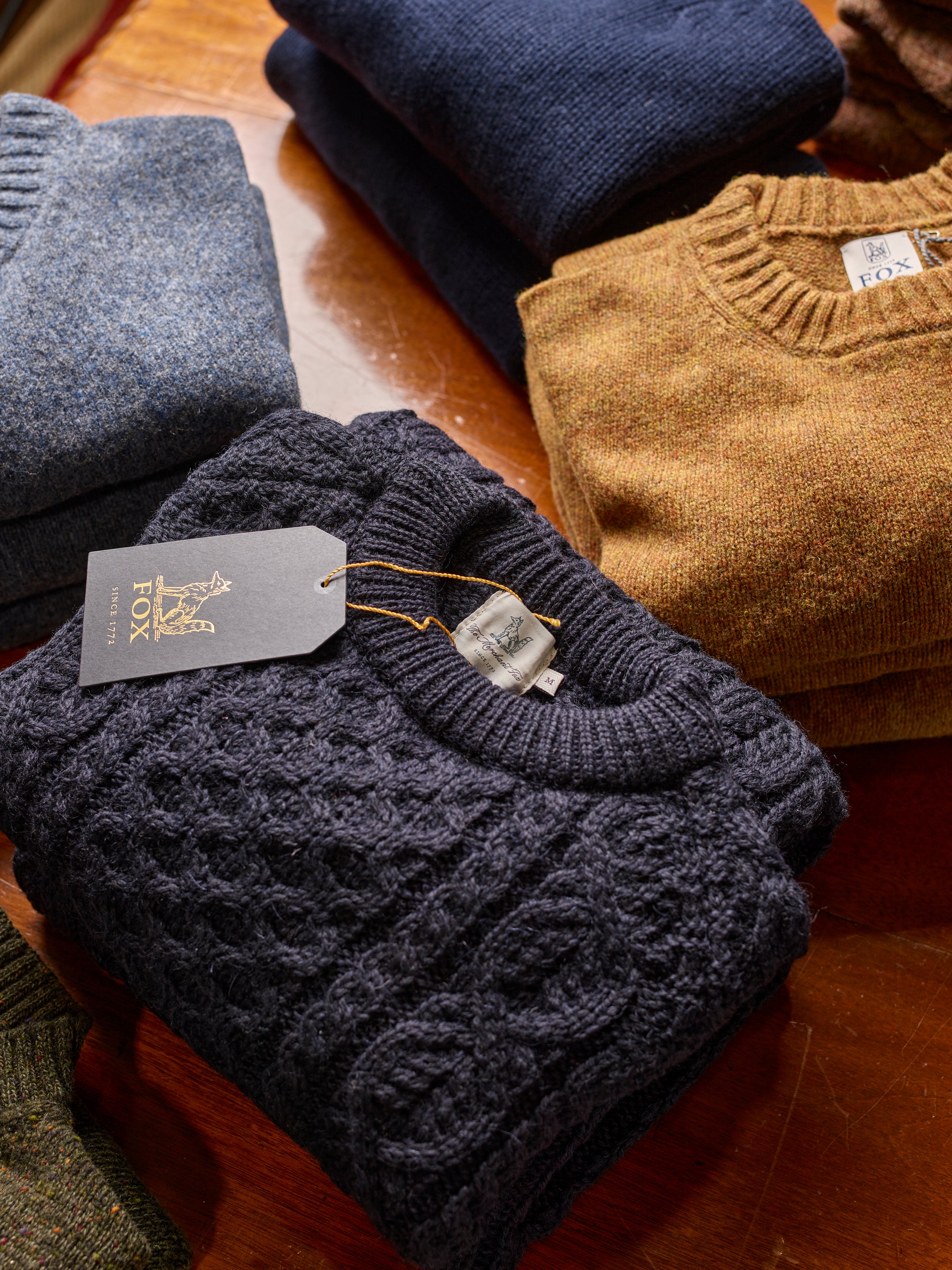 Navy Wool Cable Knit Jumper