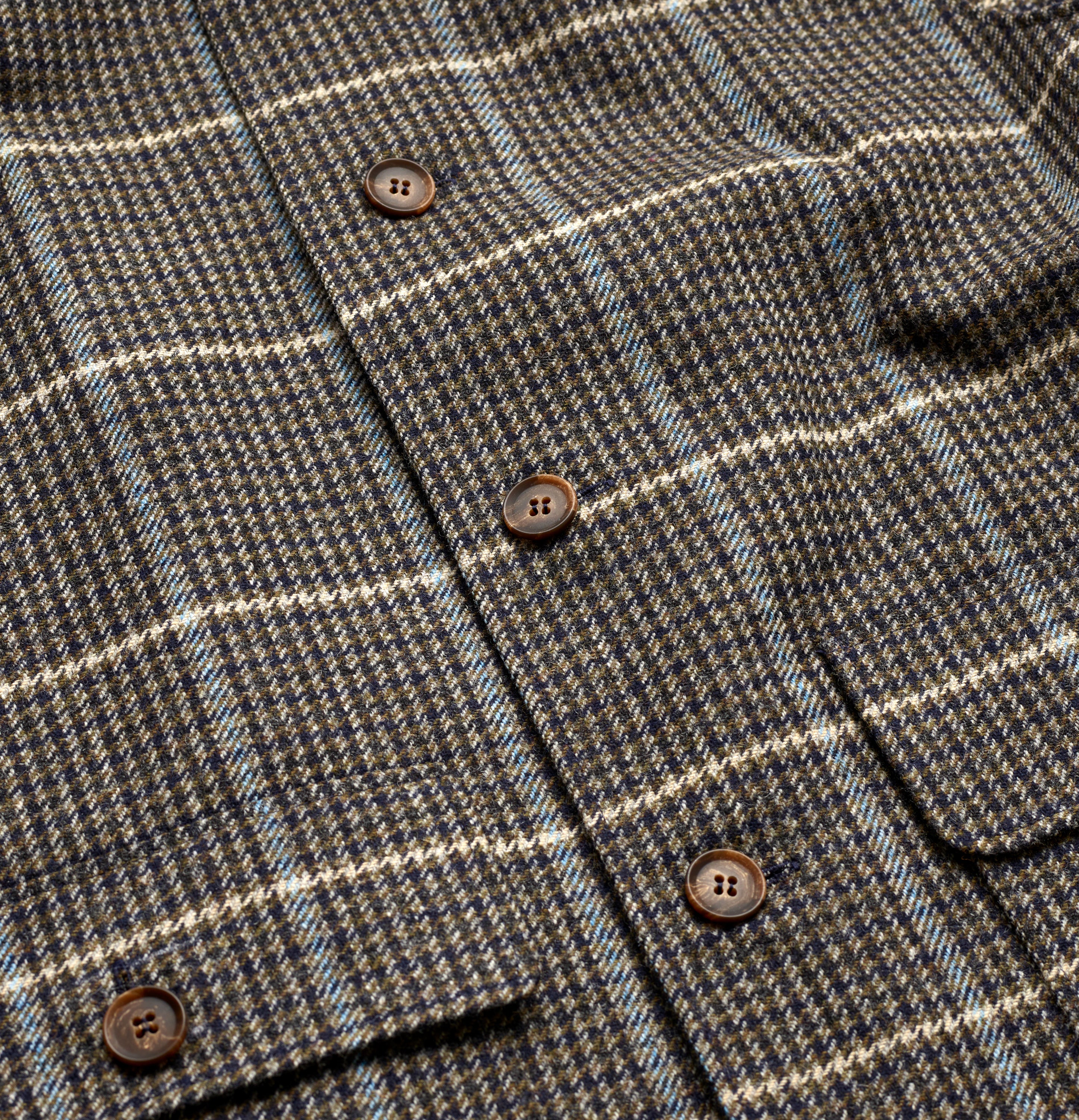 Fox Navy and Brown Tweed Gilet with Sky Blue Deco