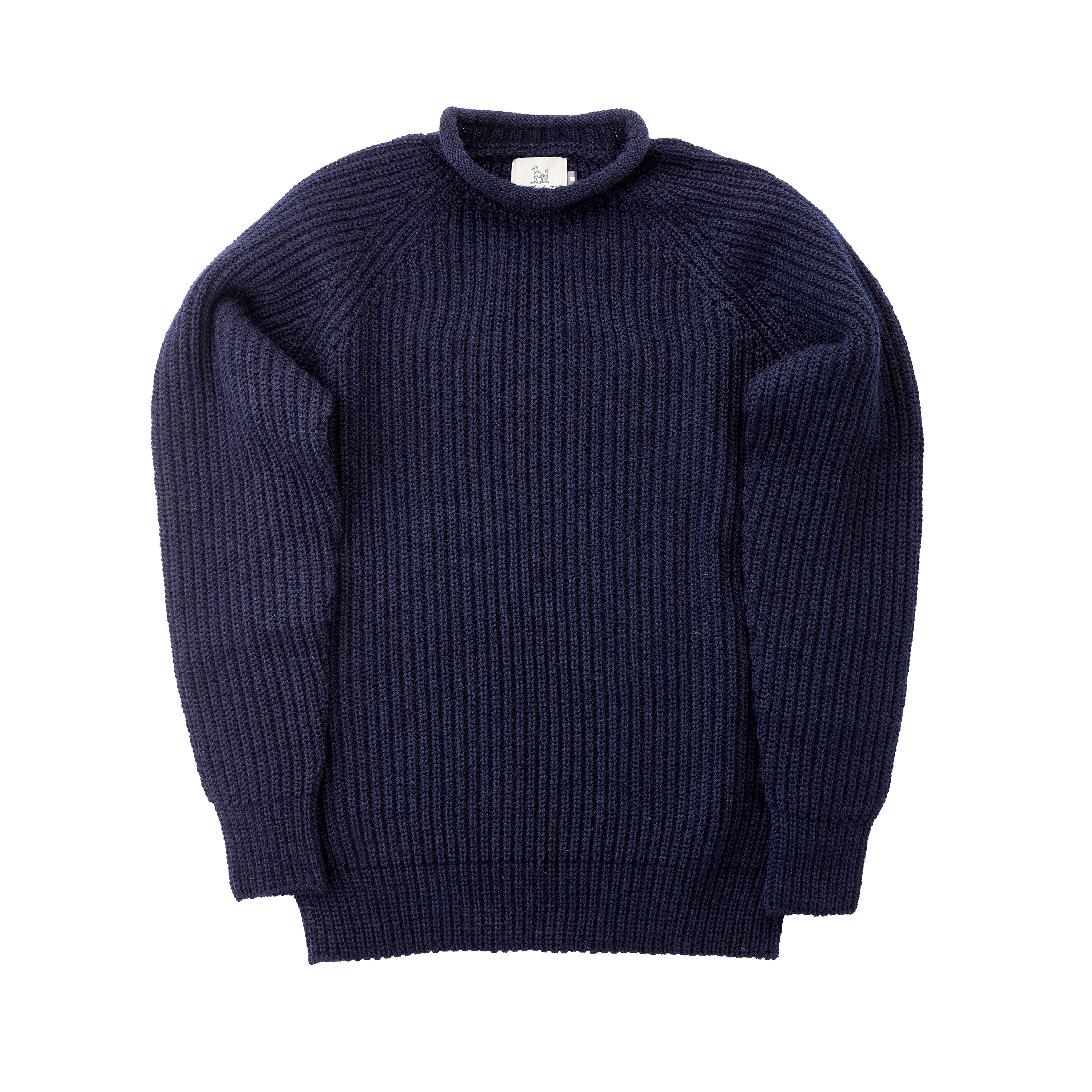 The Fisherman Ribbed Roll Neck Jumper in Navy