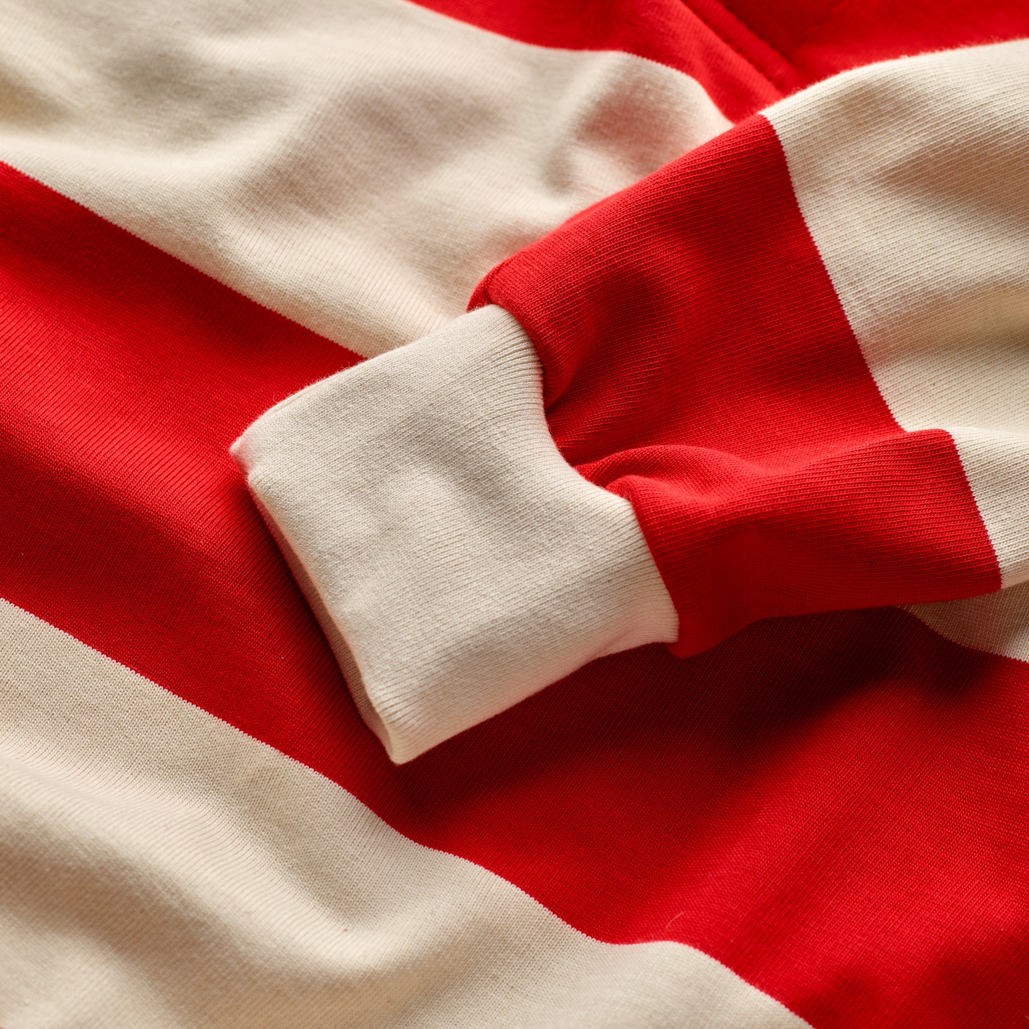 Fox Heritage Stripe Rugby Shirt in Red and Ecru