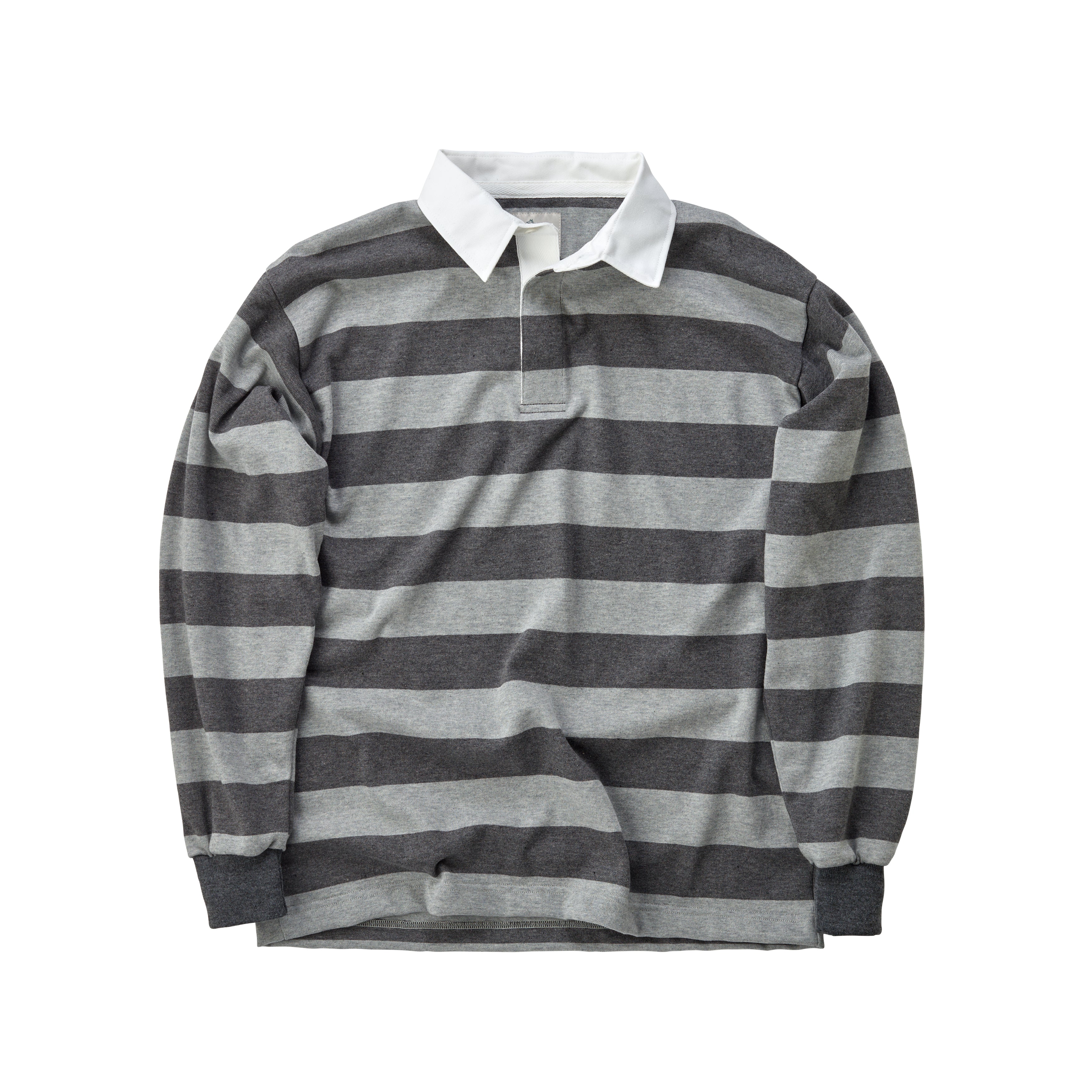 Fox Heritage Stripe Rugby Shirt in Grey and Charcoal