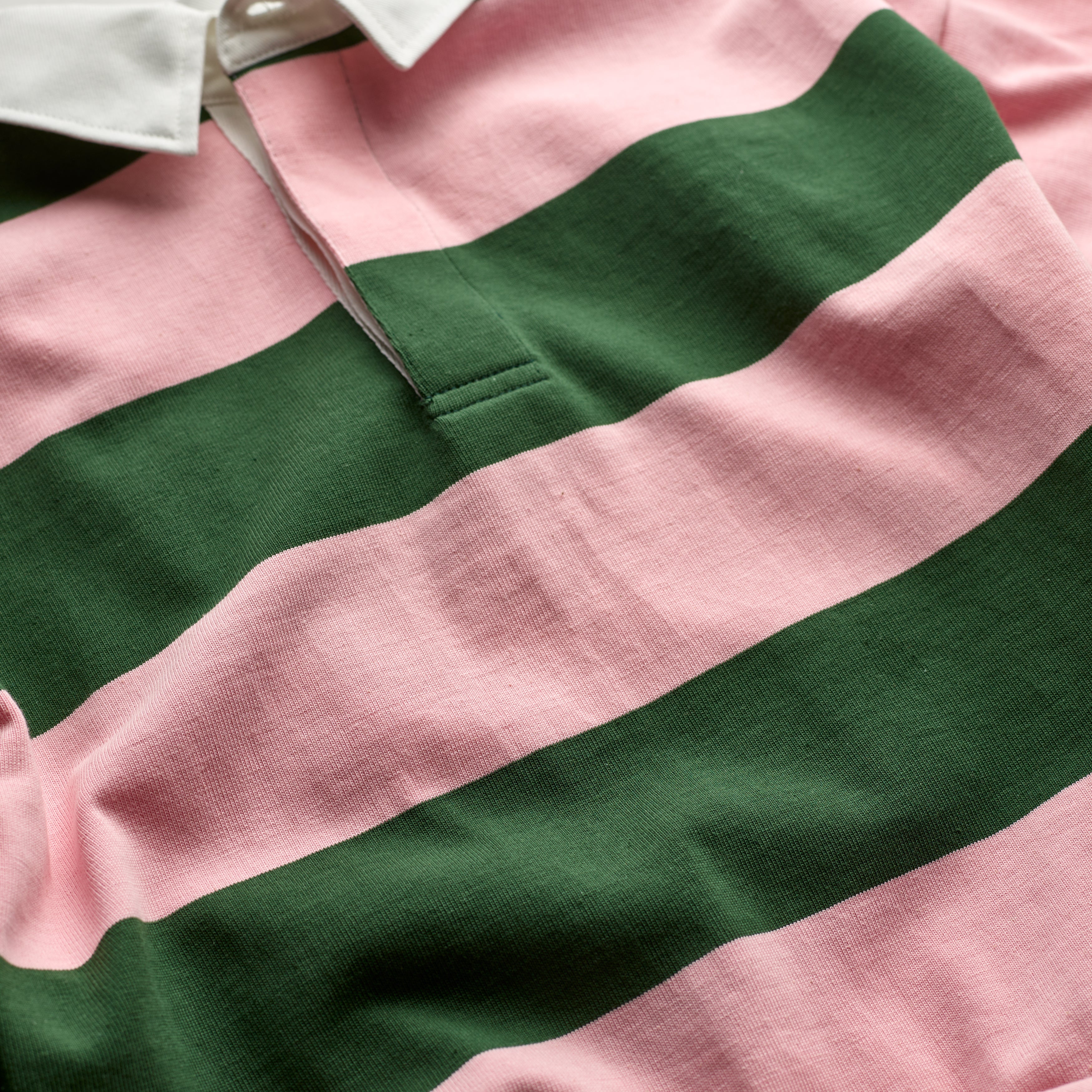 Fox Heritage Stripe Rugby Shirt in Mallow and Hunter