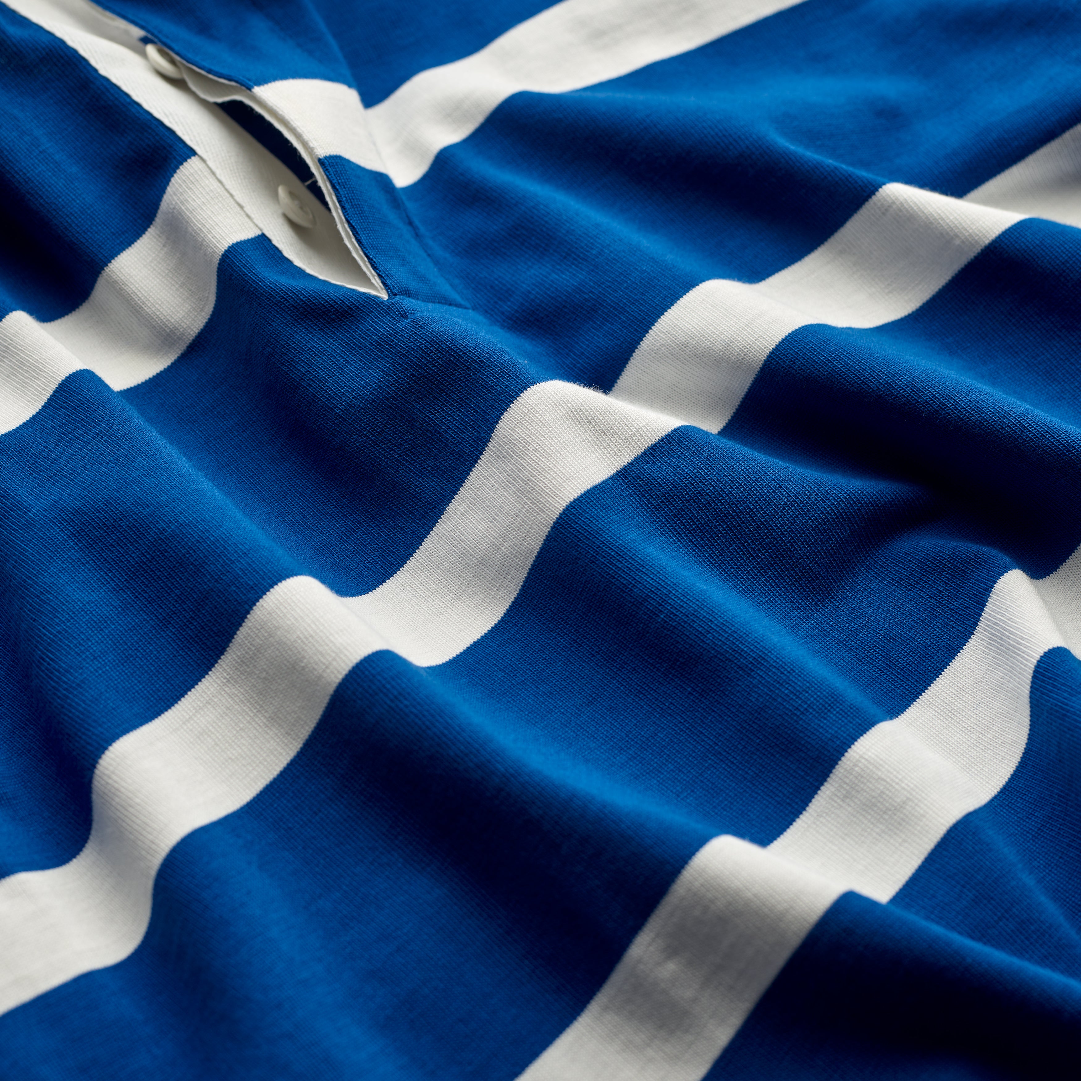 Fox Heritage Stripe Rugby Shirt in Bright Blue and White