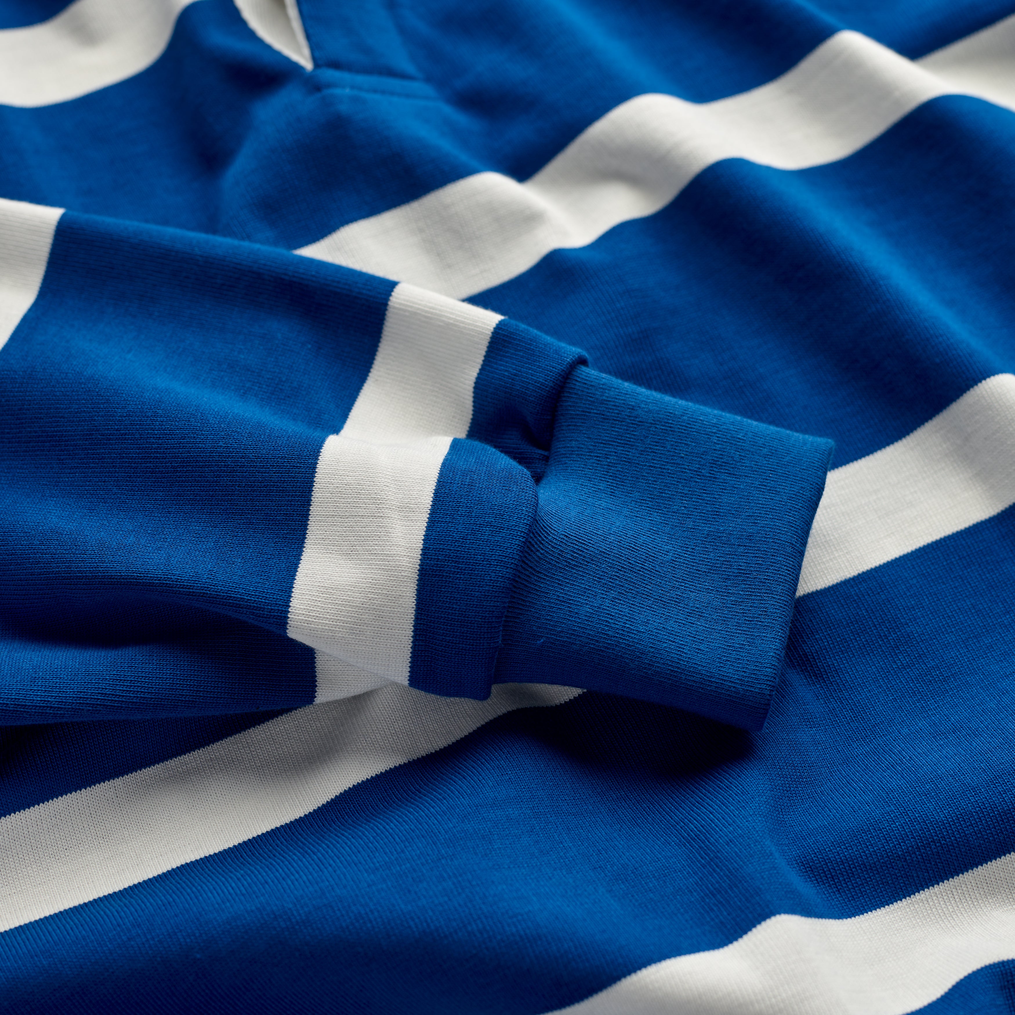 Fox Heritage Stripe Rugby Shirt in Bright Blue and White