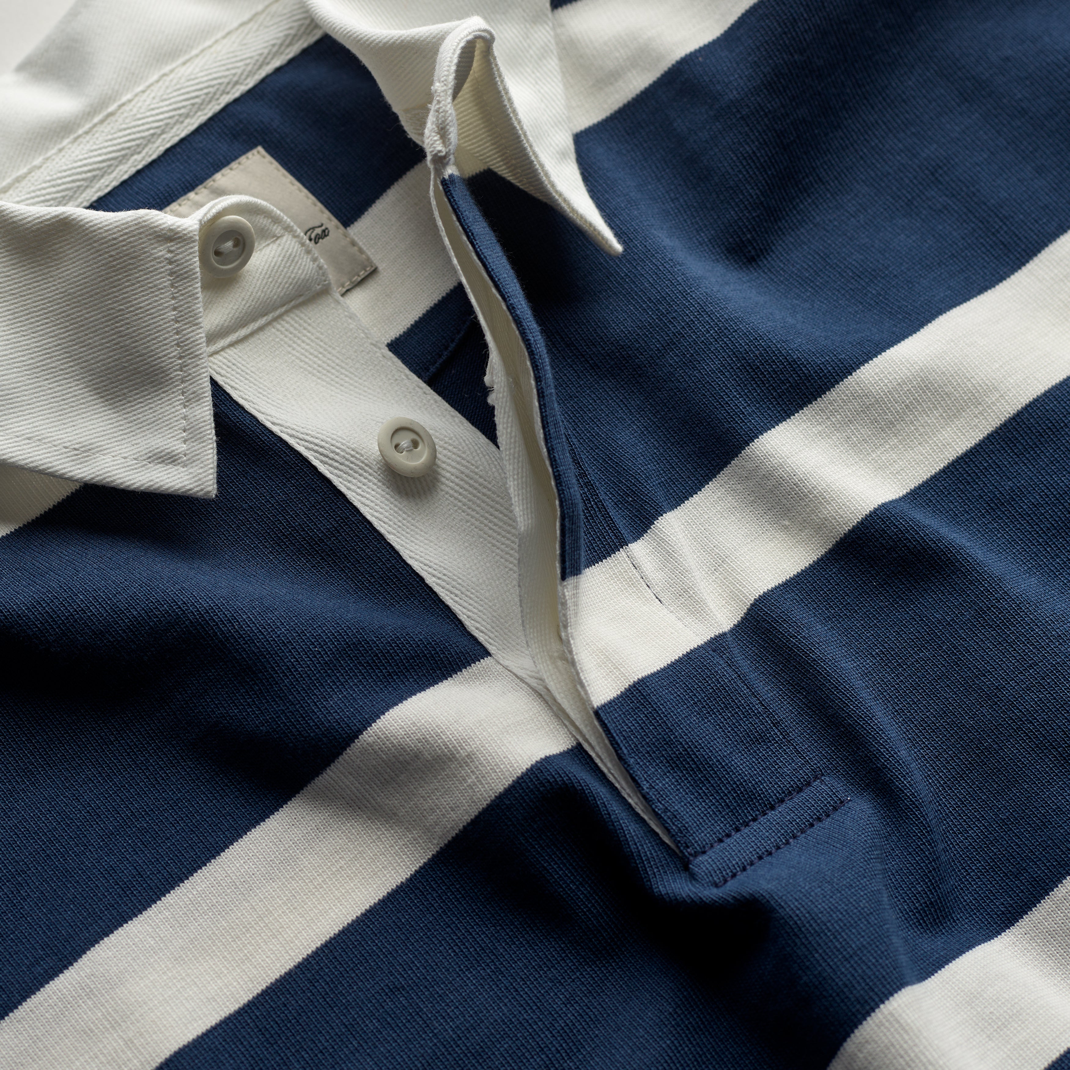Fox Heritage Stripe Rugby Shirt in Navy and White