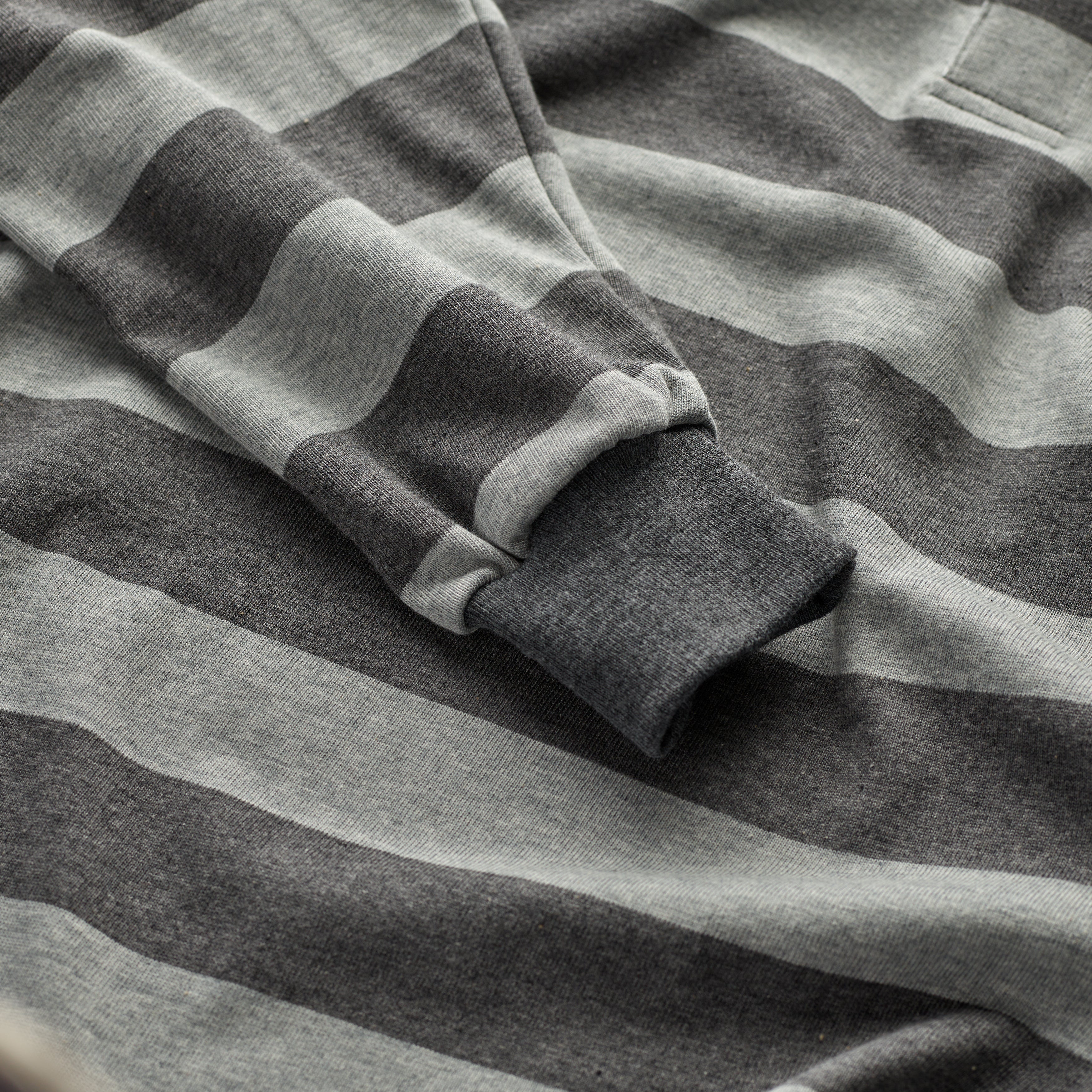 Fox Heritage Stripe Rugby Shirt in Grey and Charcoal