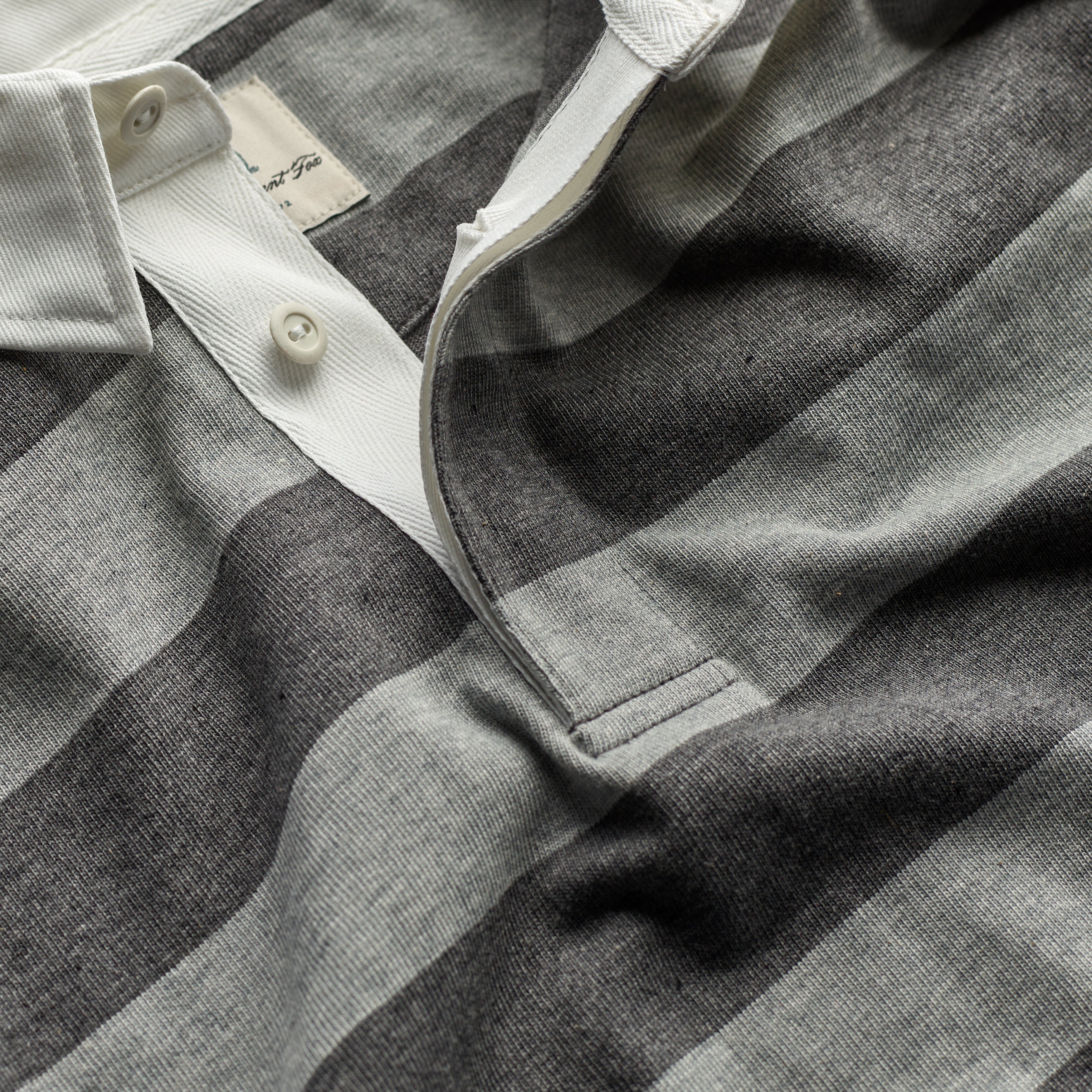 Fox Heritage Stripe Rugby Shirt in Grey and Charcoal