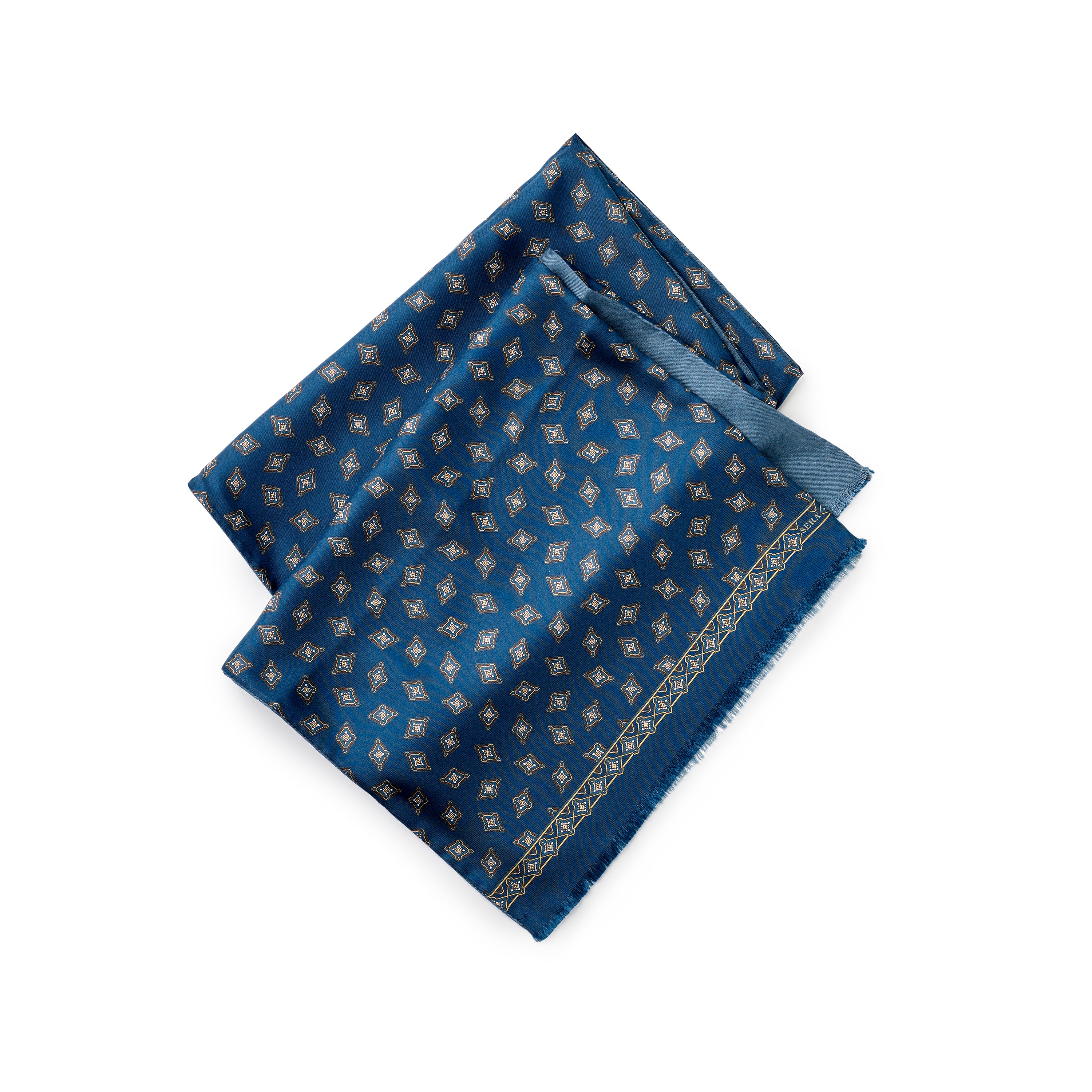 Sera Navy Cashmere & Silk Foulard Scarf