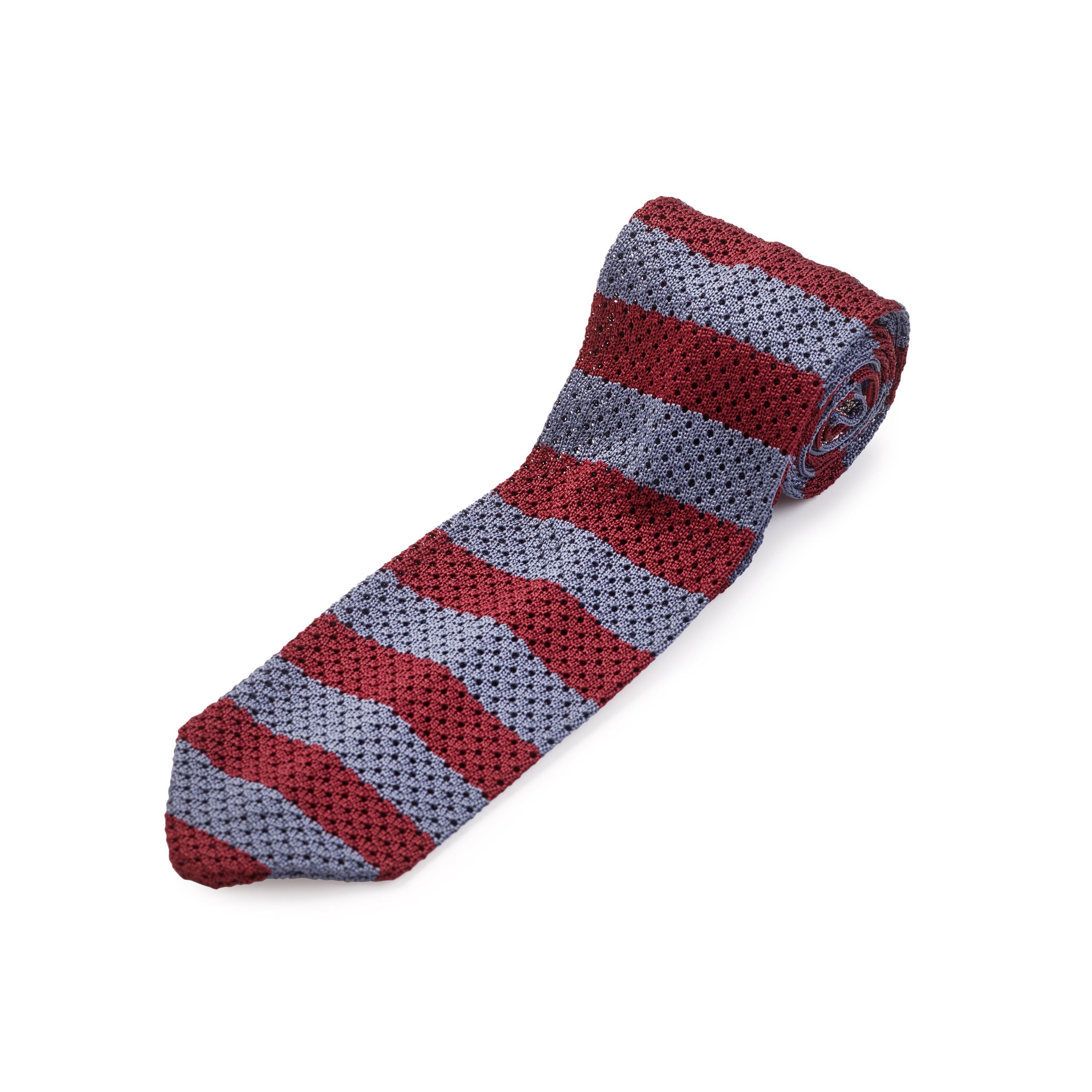 Sera Merlot & Storm Blue Striped Knit Silk Tie
