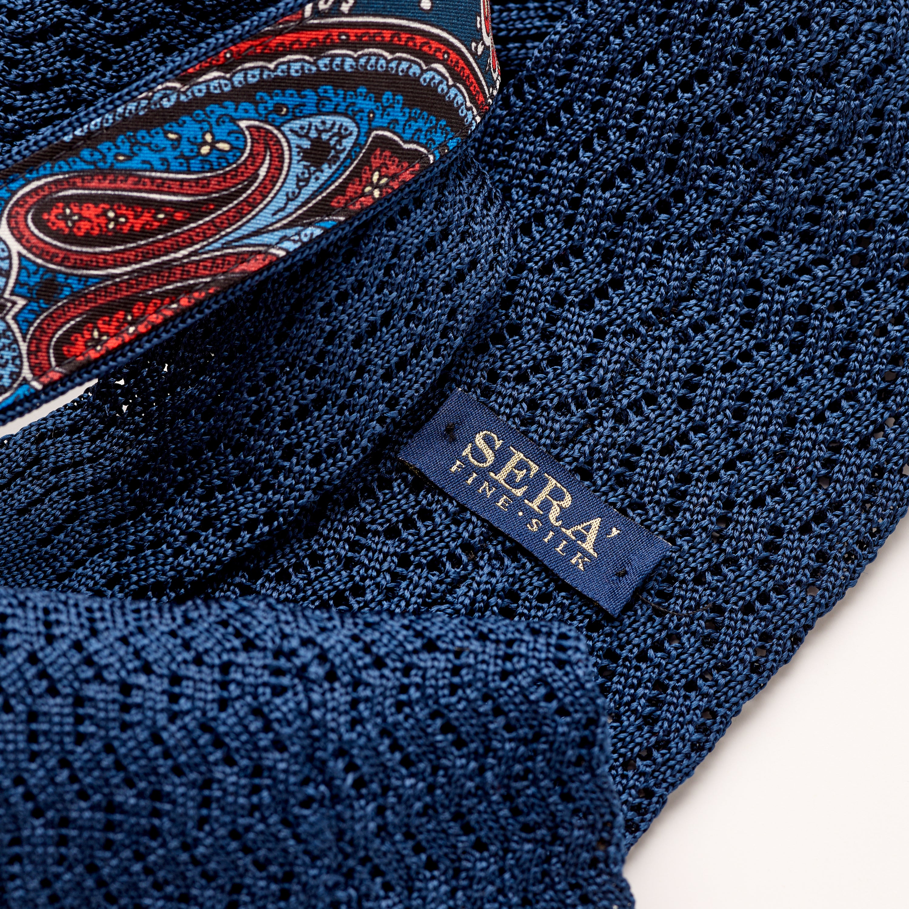 Sera Navy Blue Chevron Weave Silk Tie