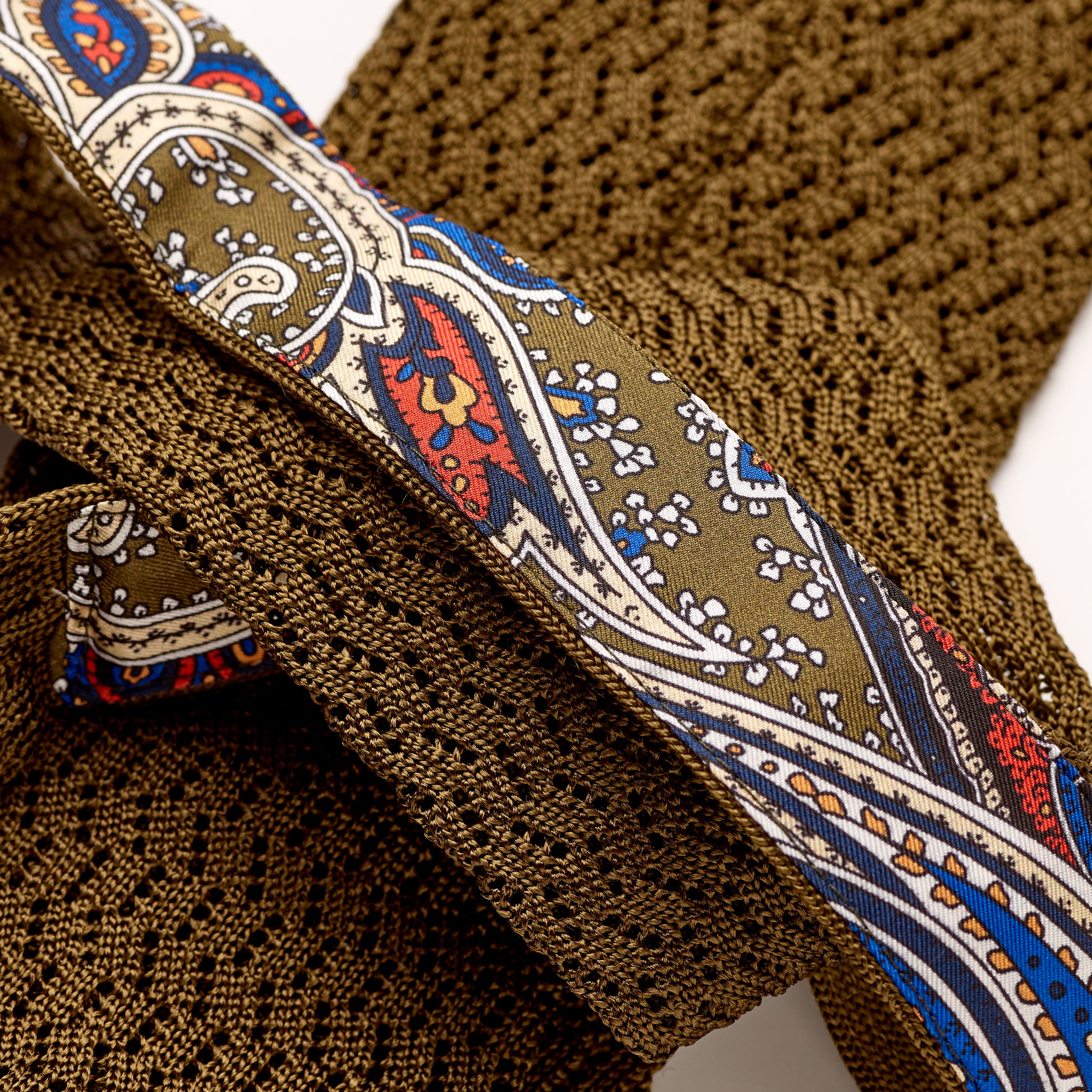 Sera Olive Brown Chevron Weave Silk Tie