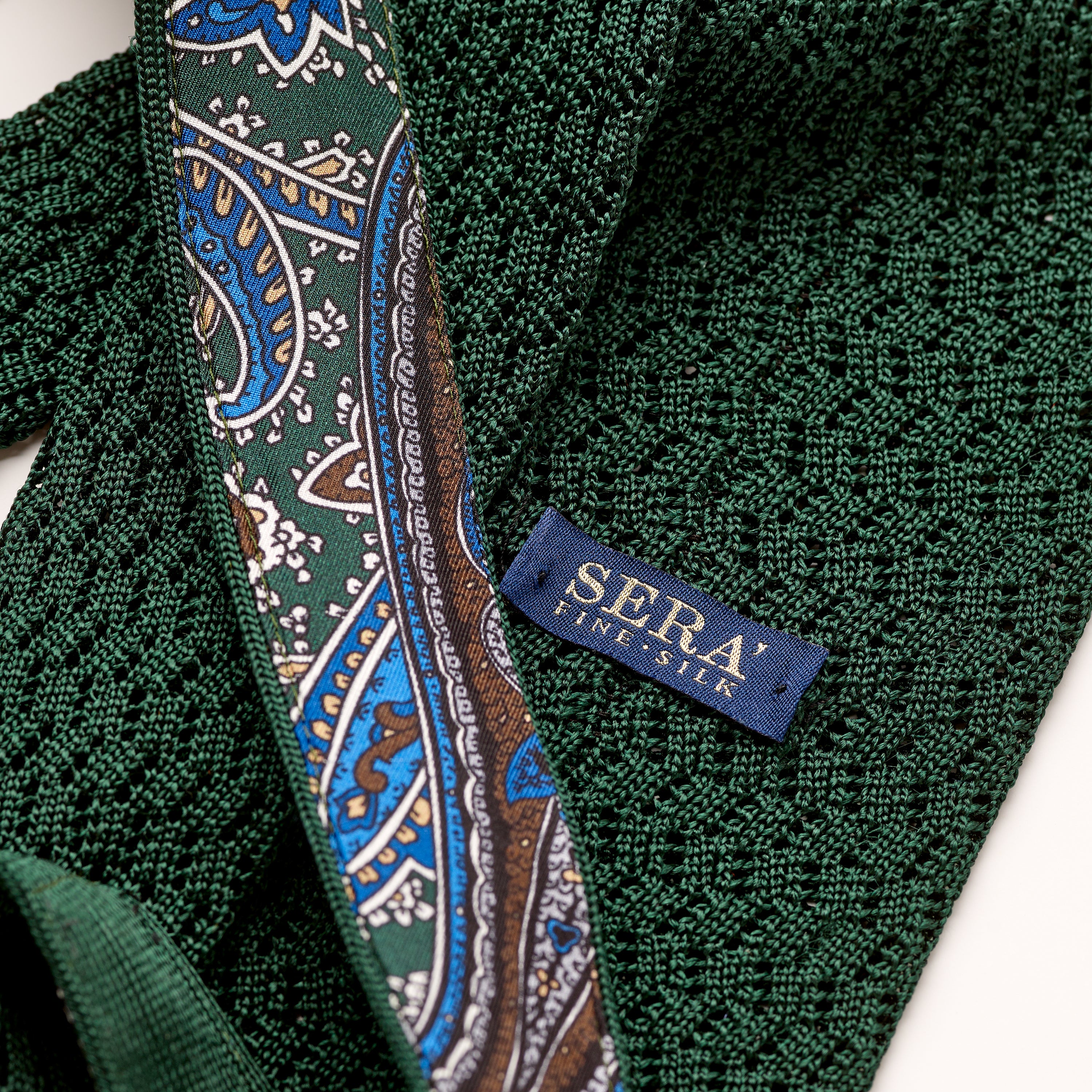 Sera Forest Green Chevron Weave Silk Tie