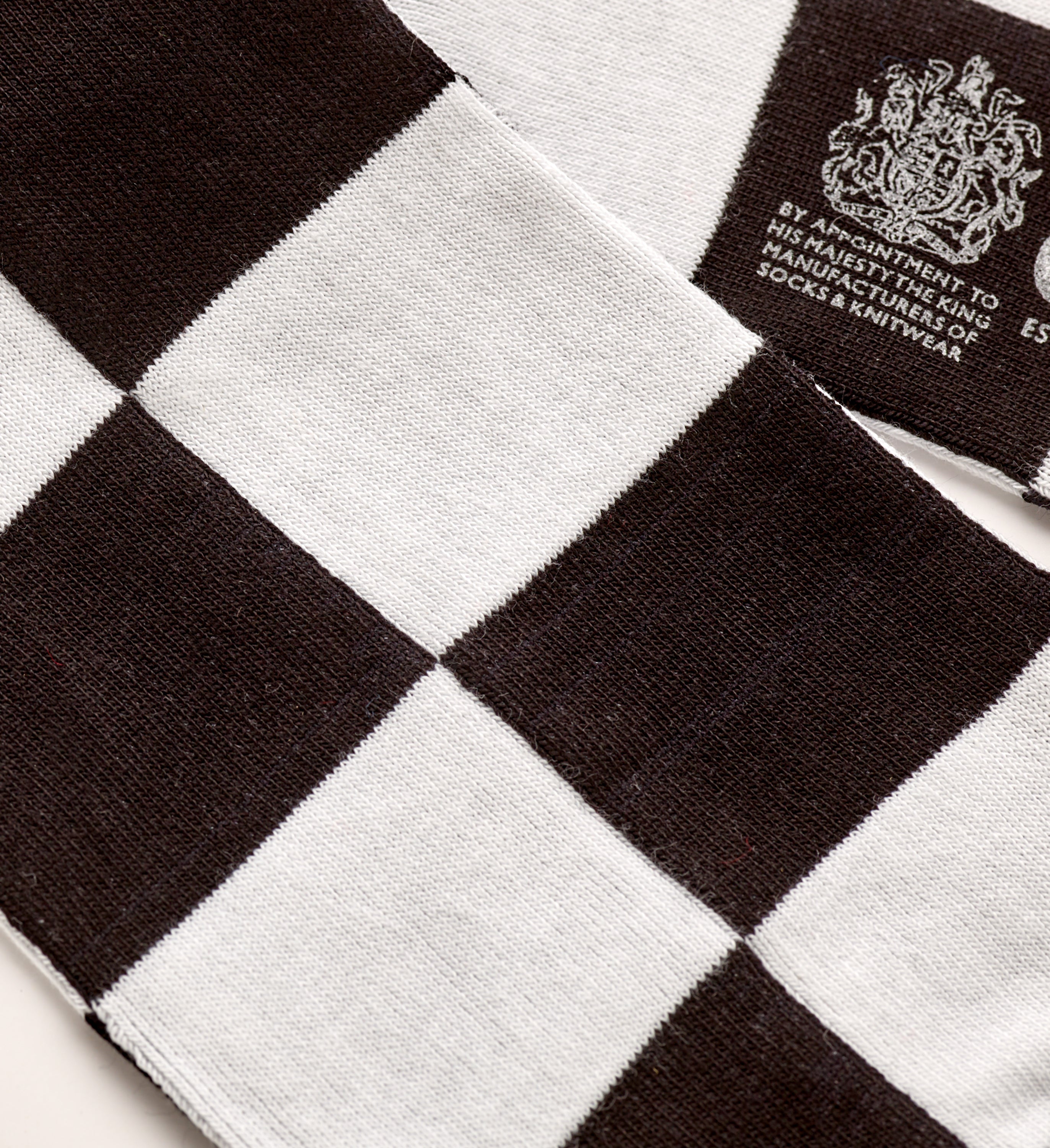 Corgi Large Checkaboard Black & White Cotton Socks