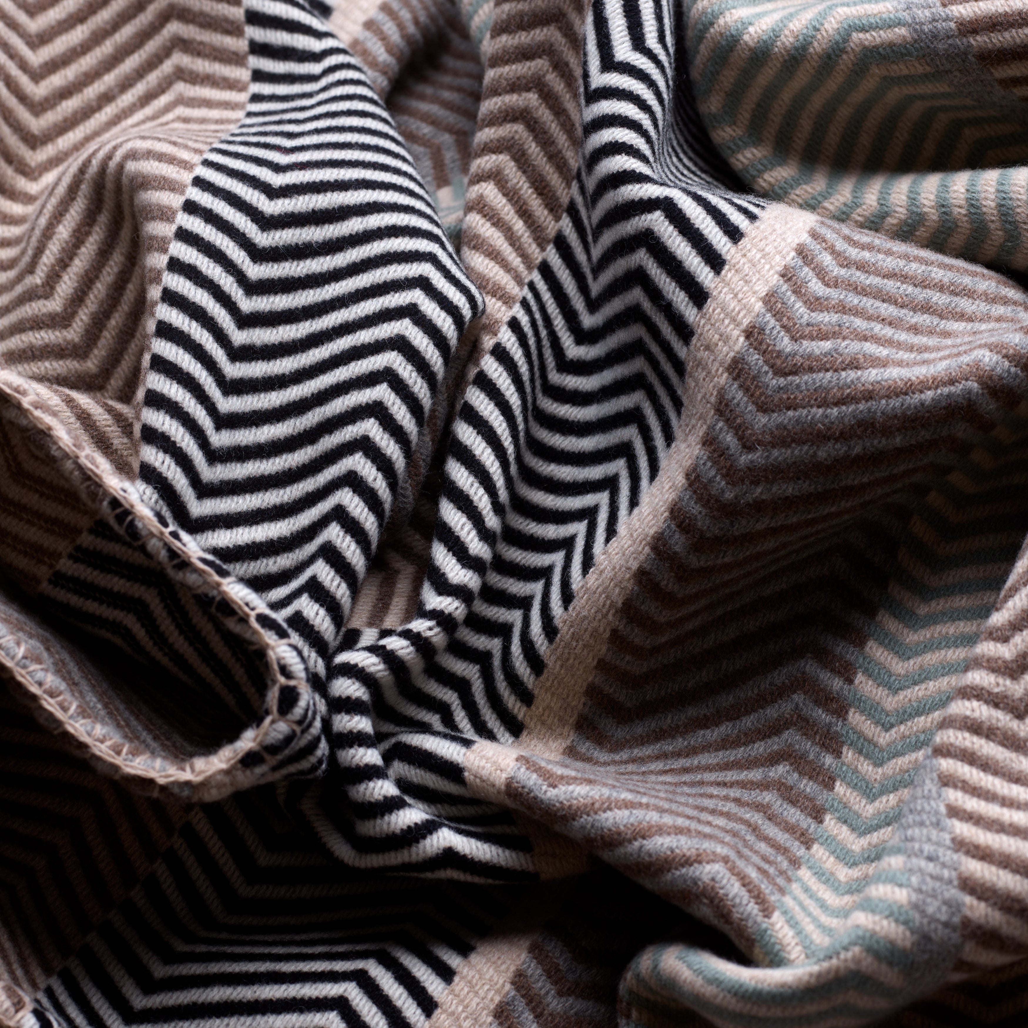 Fox Neutral Herringbone Stripe Throw