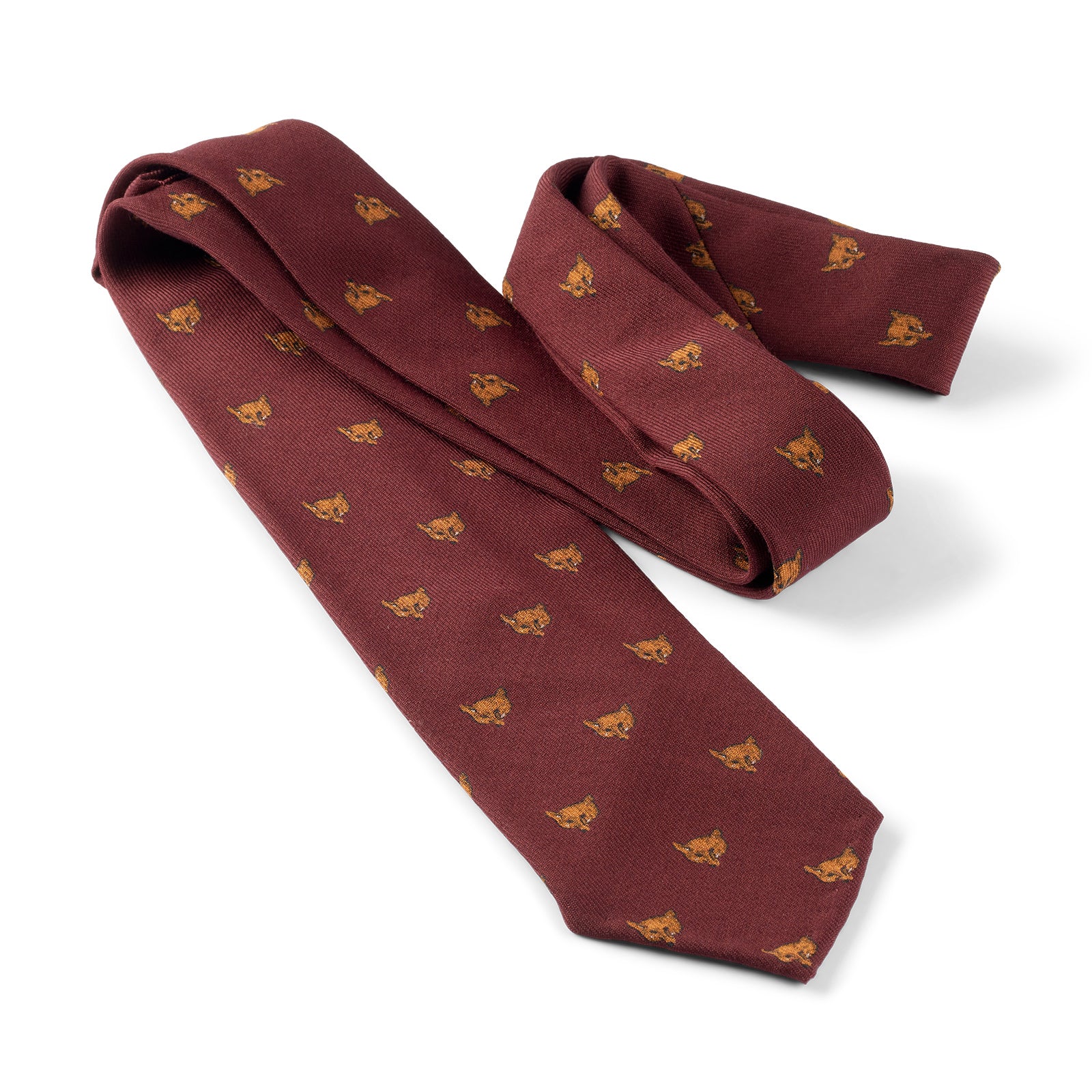 Fox Mask 4 Fold Port Wool and Silk Challis Tie