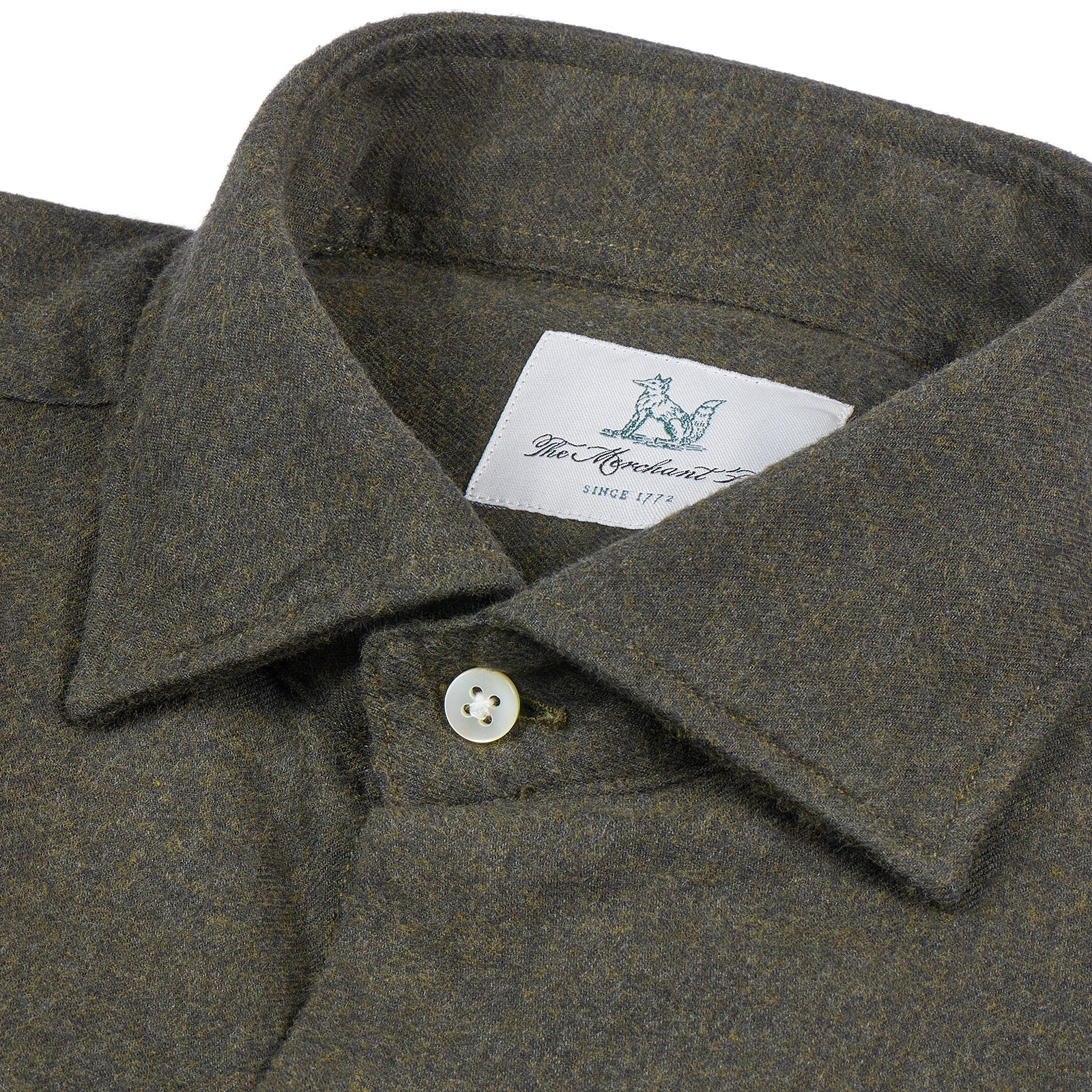 Brushed Cotton Flannel Shirt in Khaki Green