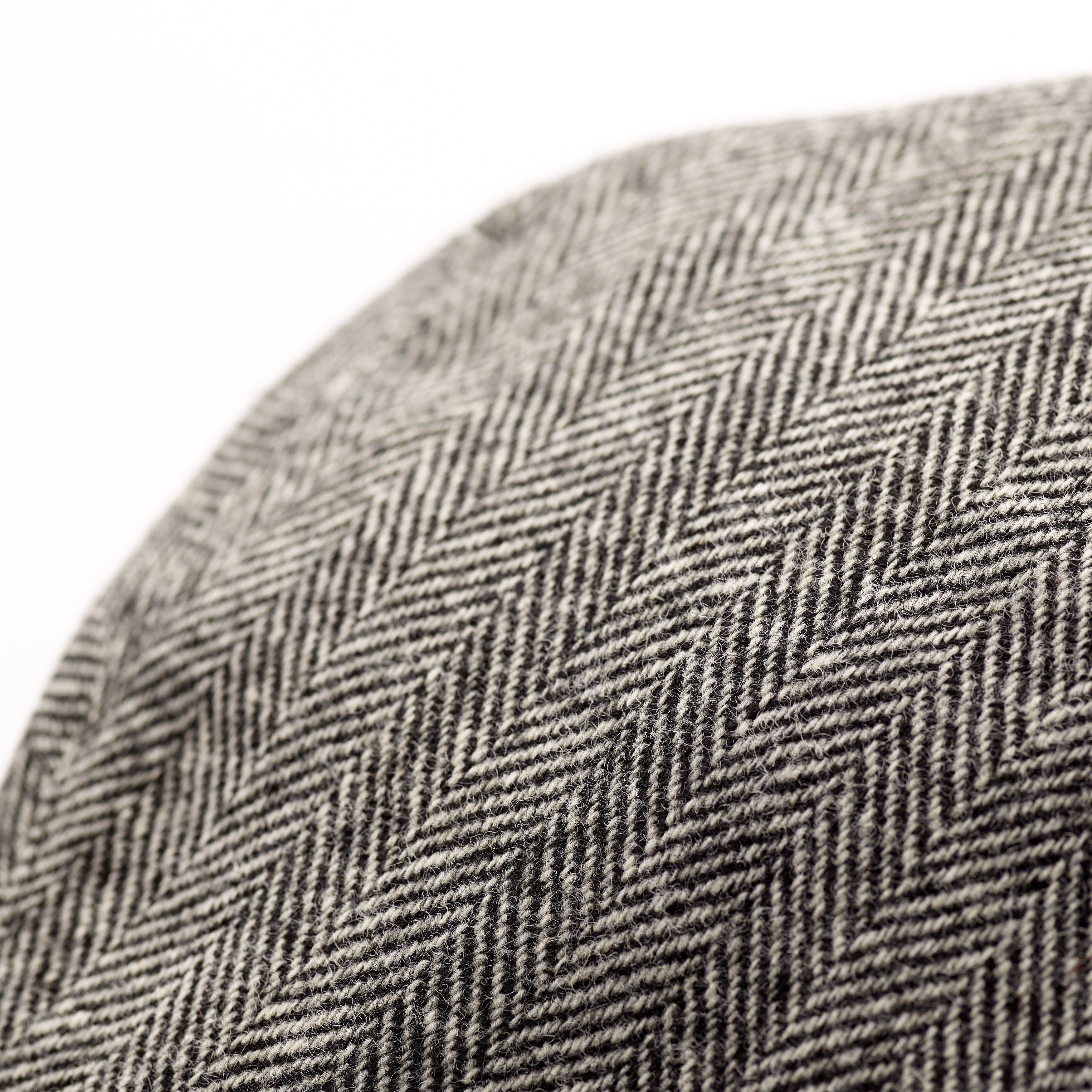 Fox Tweed Classic Cap In Black and Ecru Herringbone Fox Tweed Crown