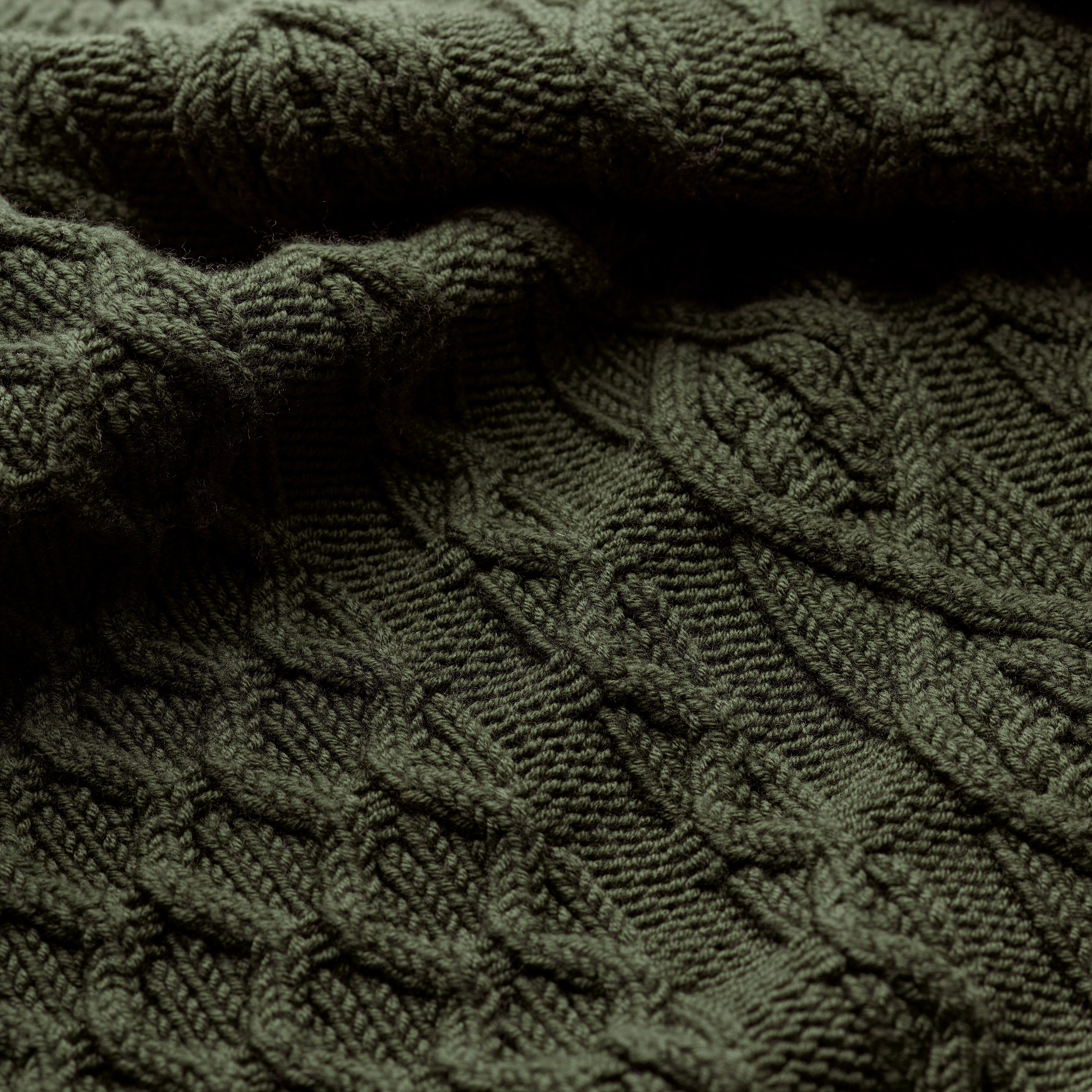 Juniper Green Woollen Cable Knit Jumper
