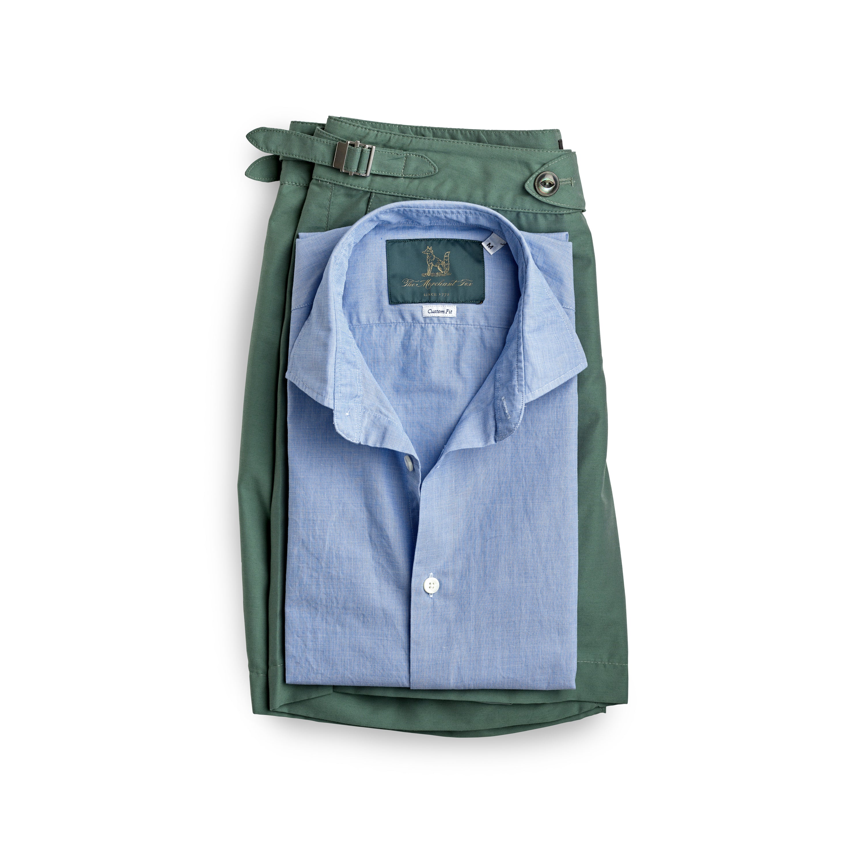 Spread Collar Cotton Shirt in Sky Blue