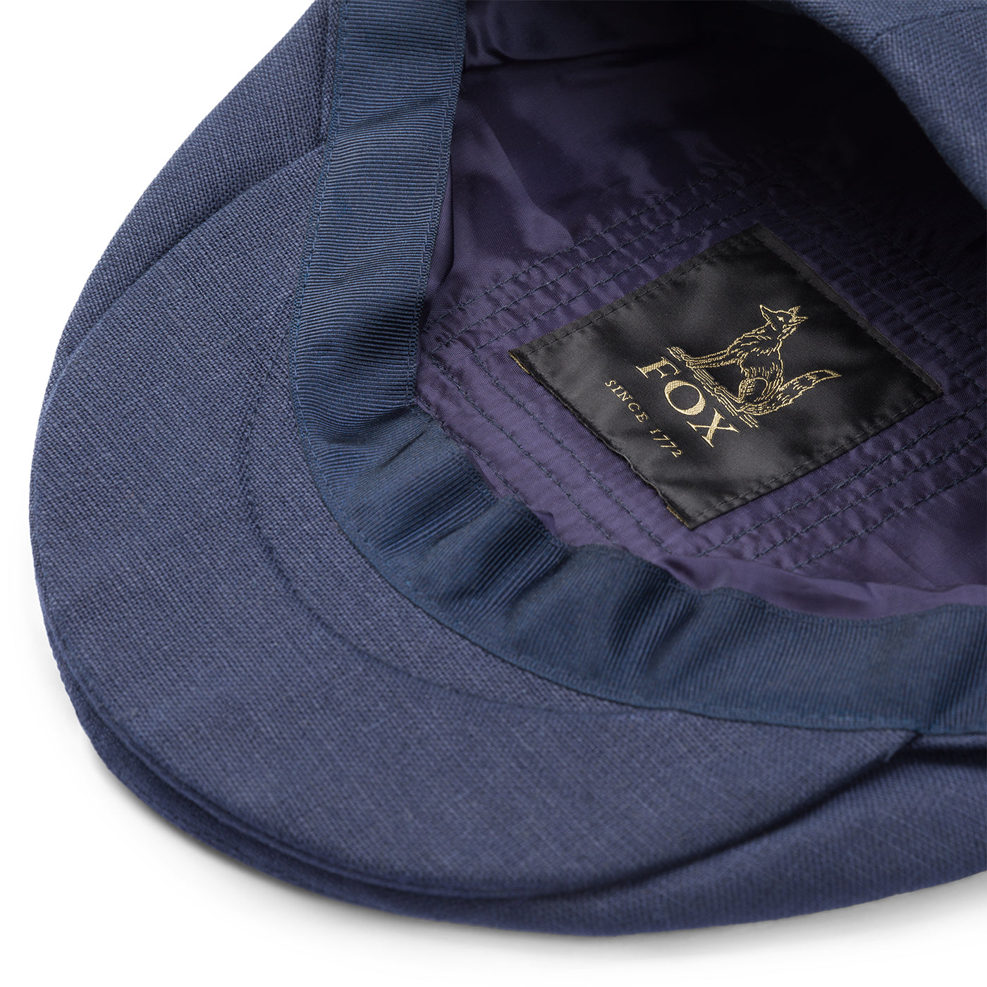 Fox Linen Plainweave Navy Fixed Brim Flat Cap