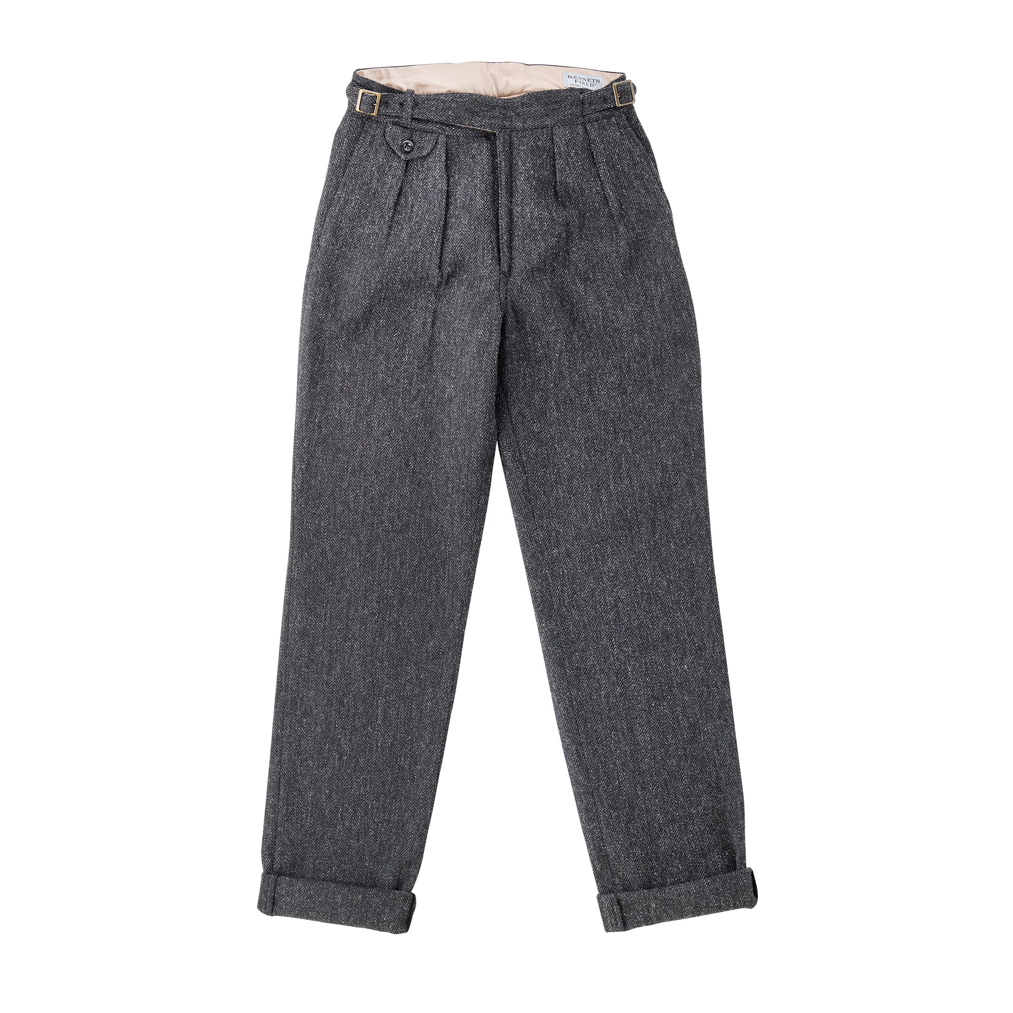 Kenneth Field x Fox Gurkha trousers Charcoal Herringbone