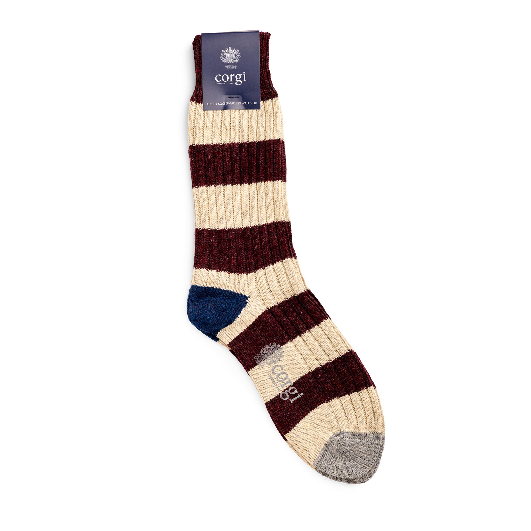 Corgi Heavyweight Donegal Rugby Striped Socks in Port