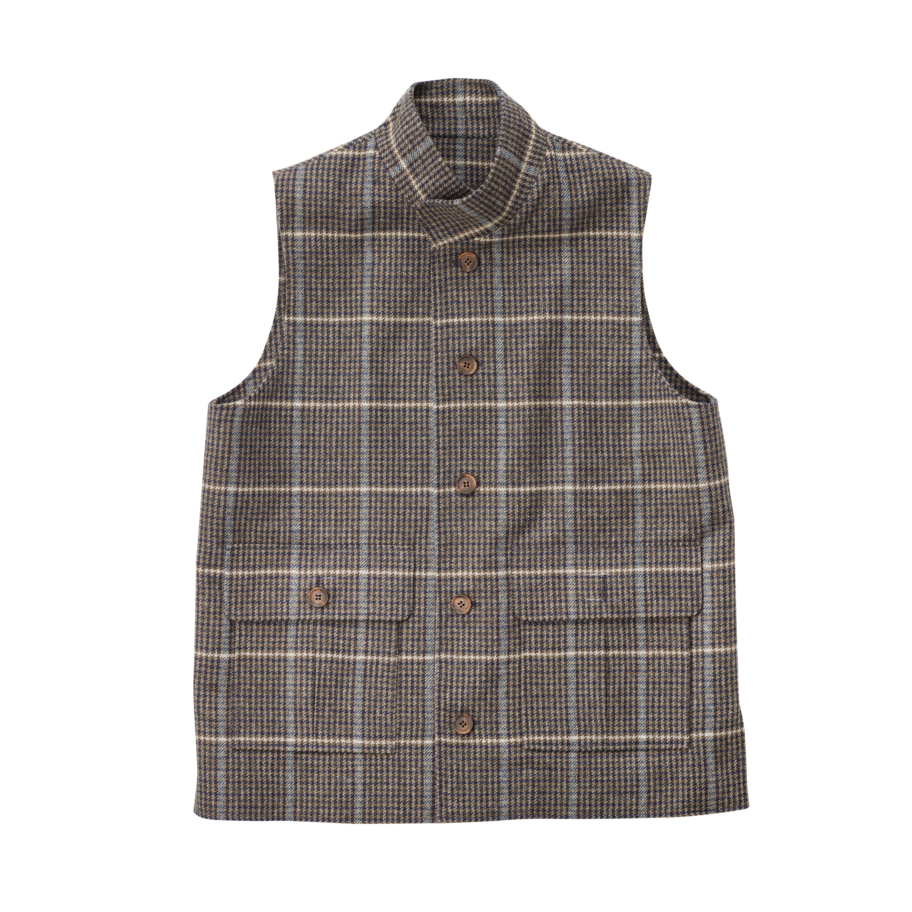 Fox Navy and Brown Tweed Gilet with Sky Blue Deco
