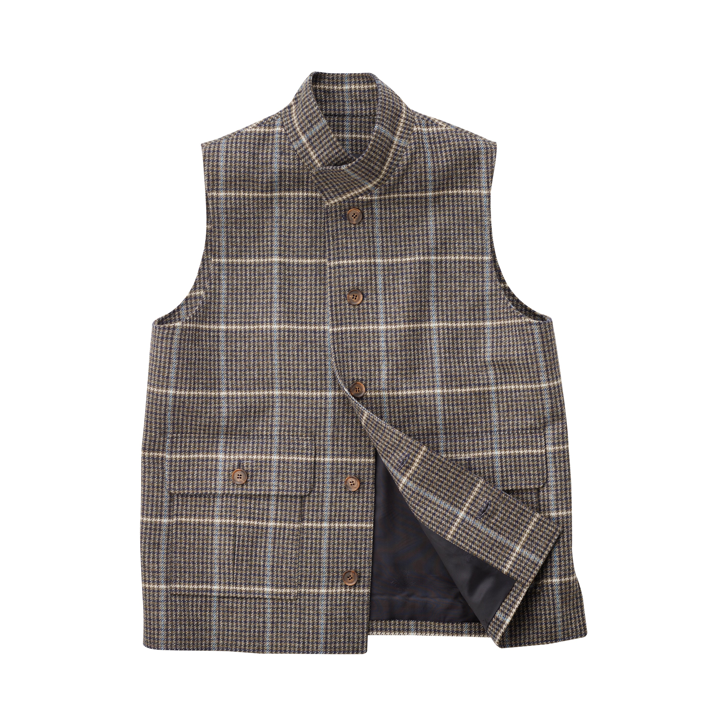 Fox Navy and Brown Tweed Gilet with Sky Blue Deco