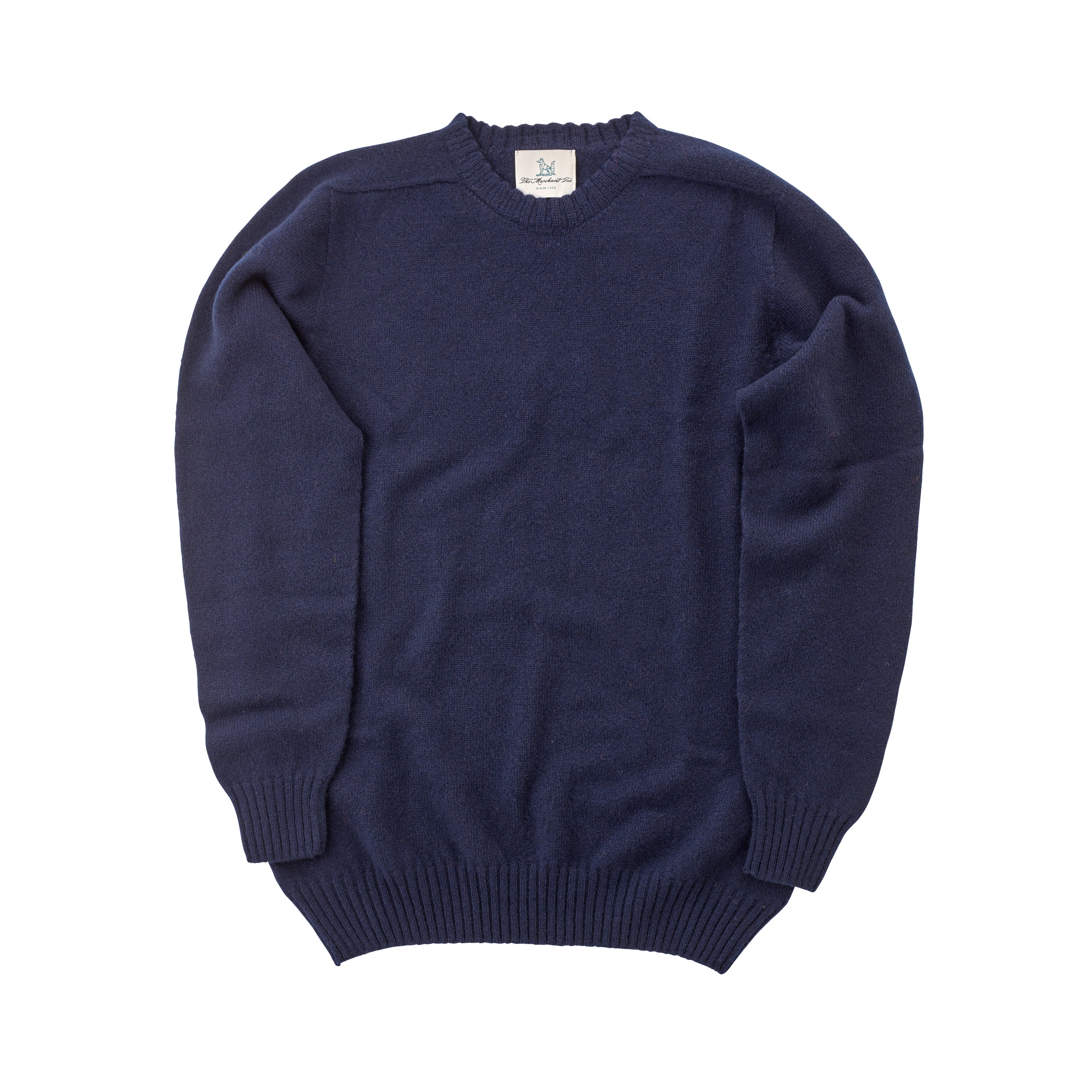 The Superfine Lambswool Crew Neck Jumper in Deep Blue