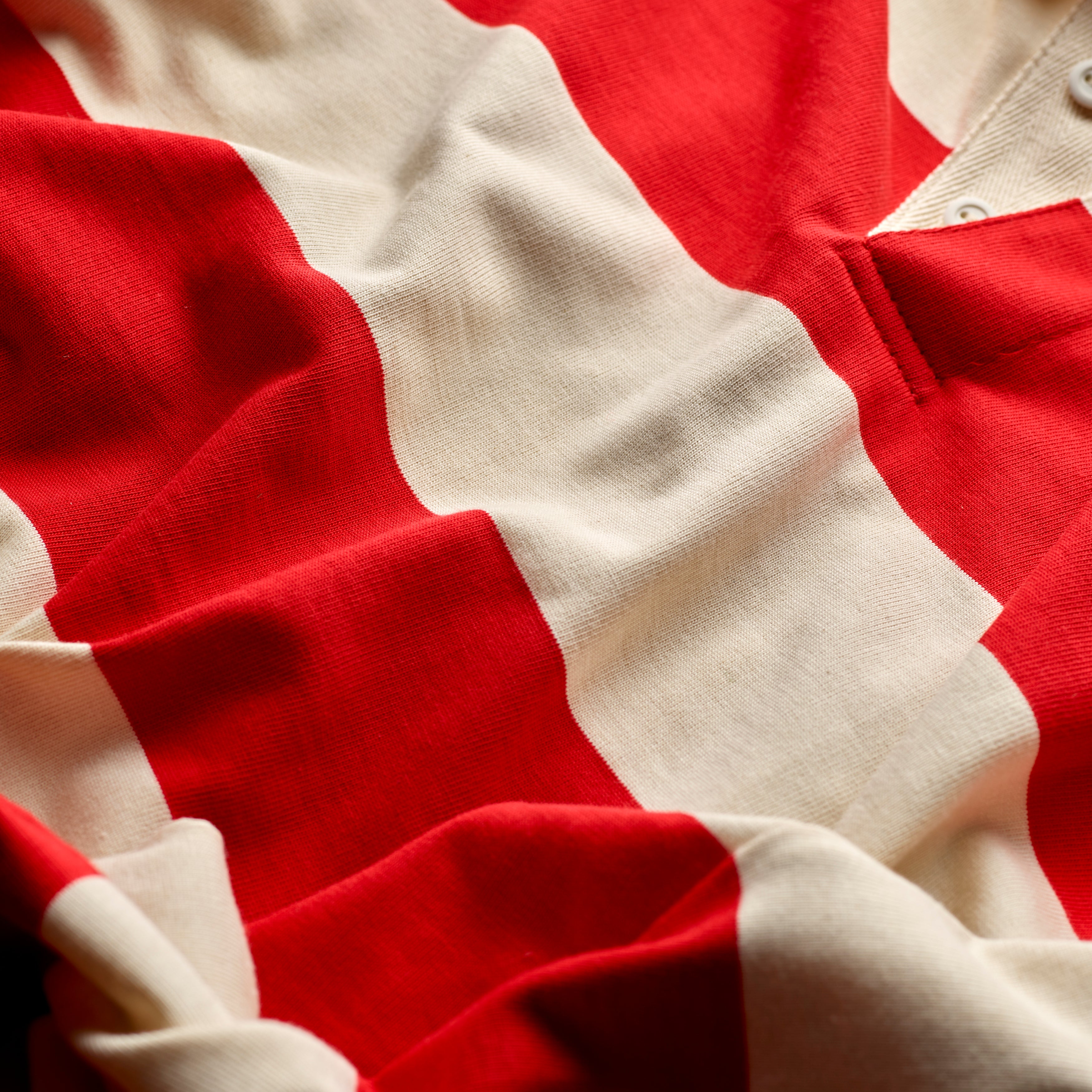 Fox Heritage Stripe Rugby Shirt in Red and Ecru