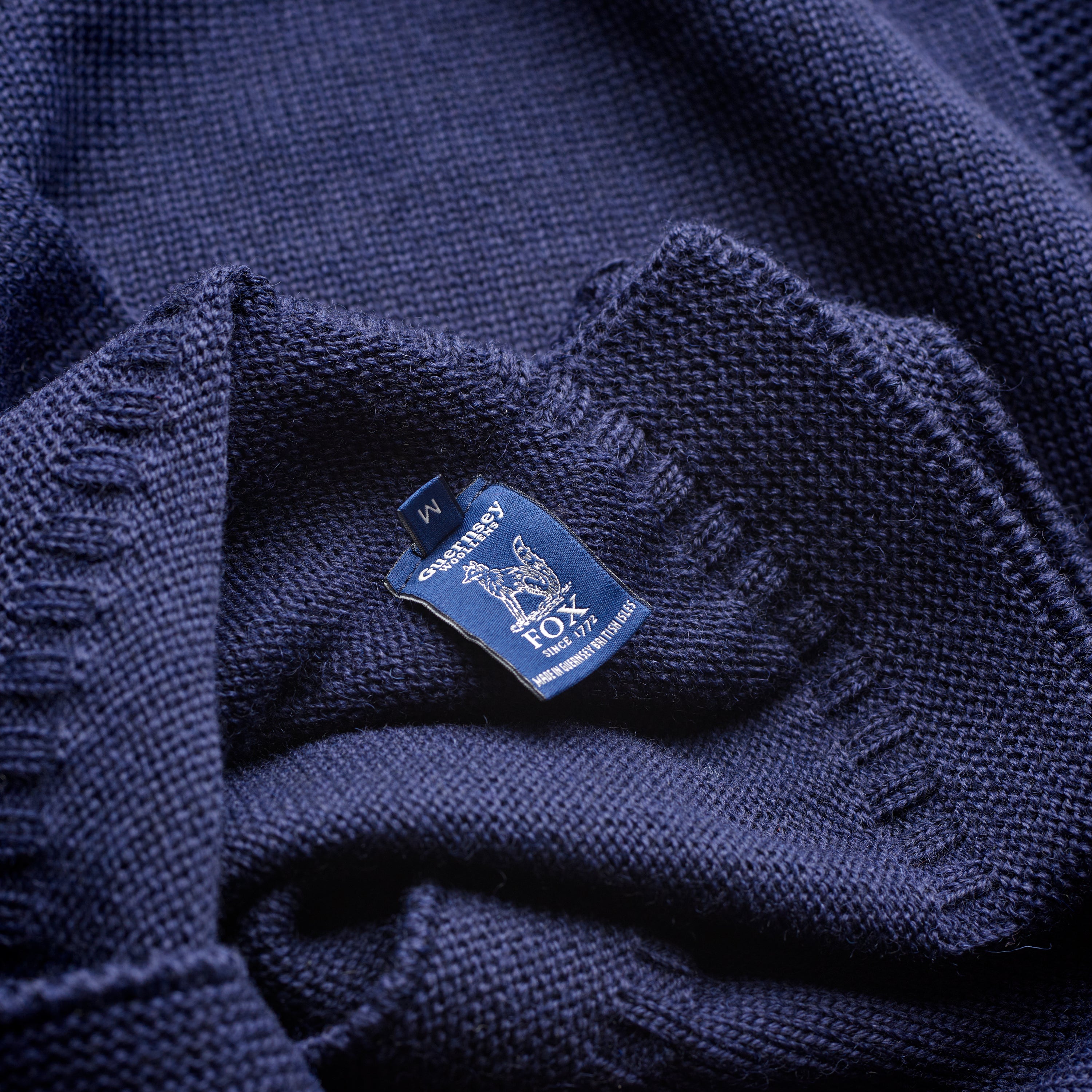 Guernsey Woollens x Fox Roll Neck in Naval Blue
