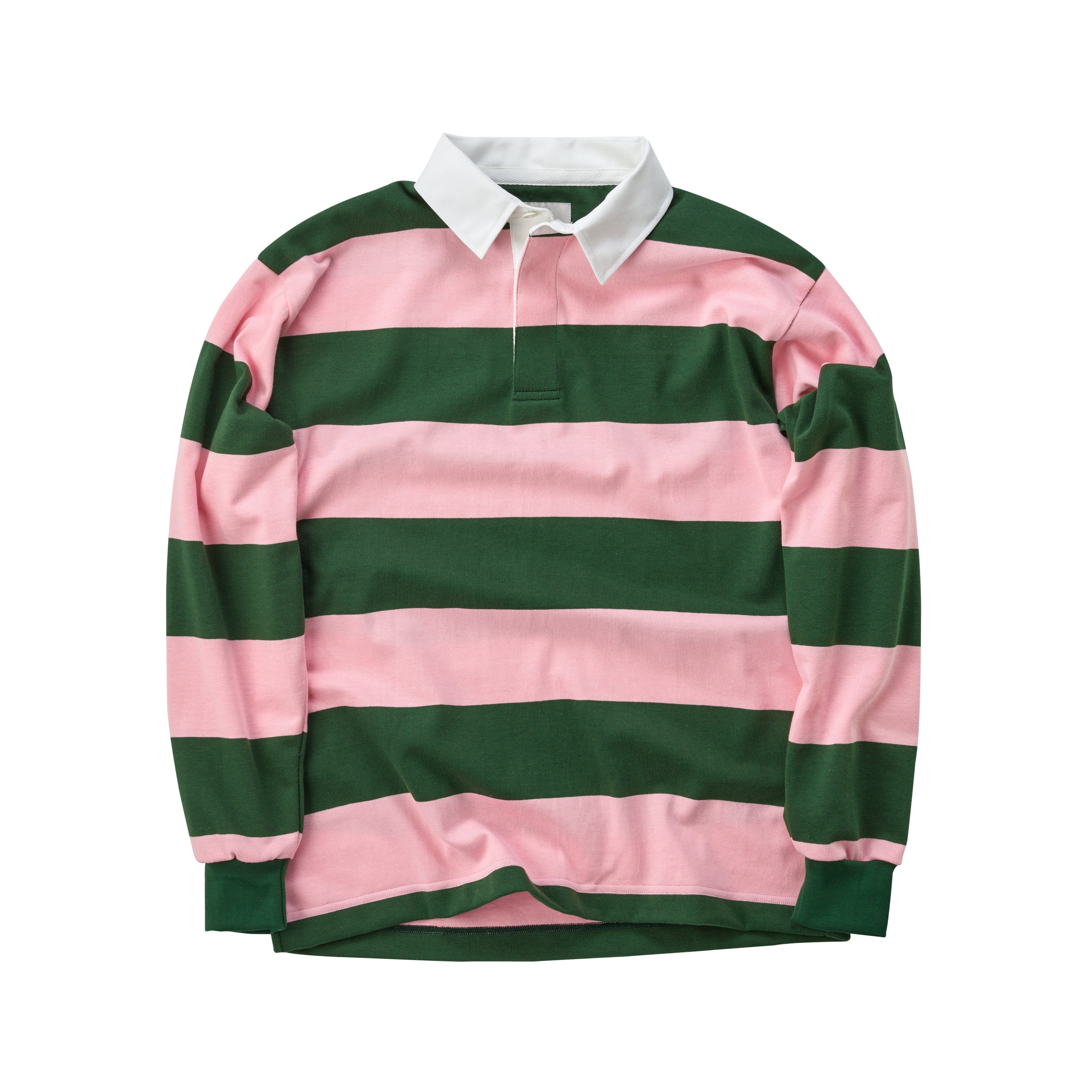 Fox Heritage Stripe Rugby Shirt in Mallow and Hunter