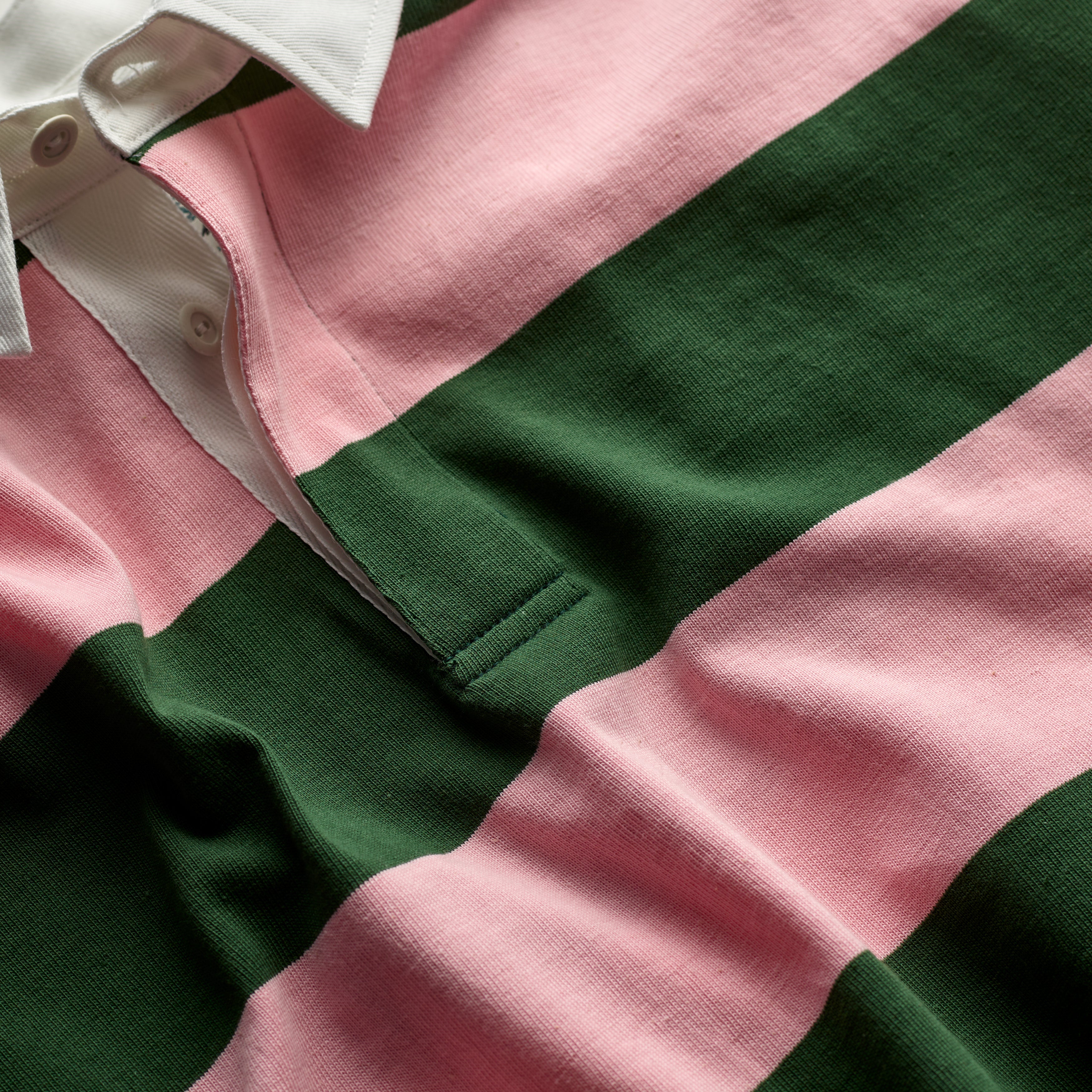 Fox Heritage Stripe Rugby Shirt in Mallow and Hunter