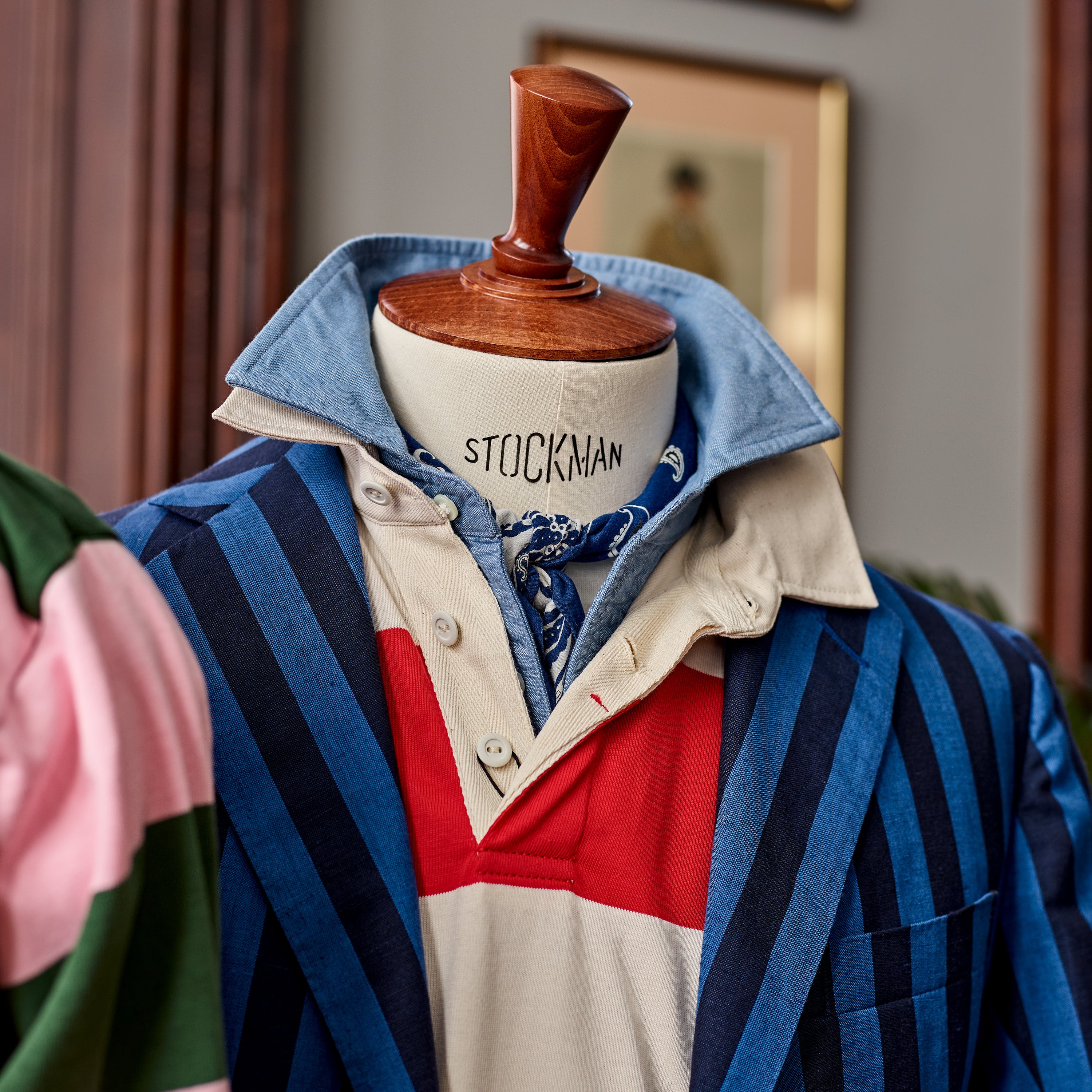 Fox Heritage Stripe Rugby Shirt in Red and Ecru