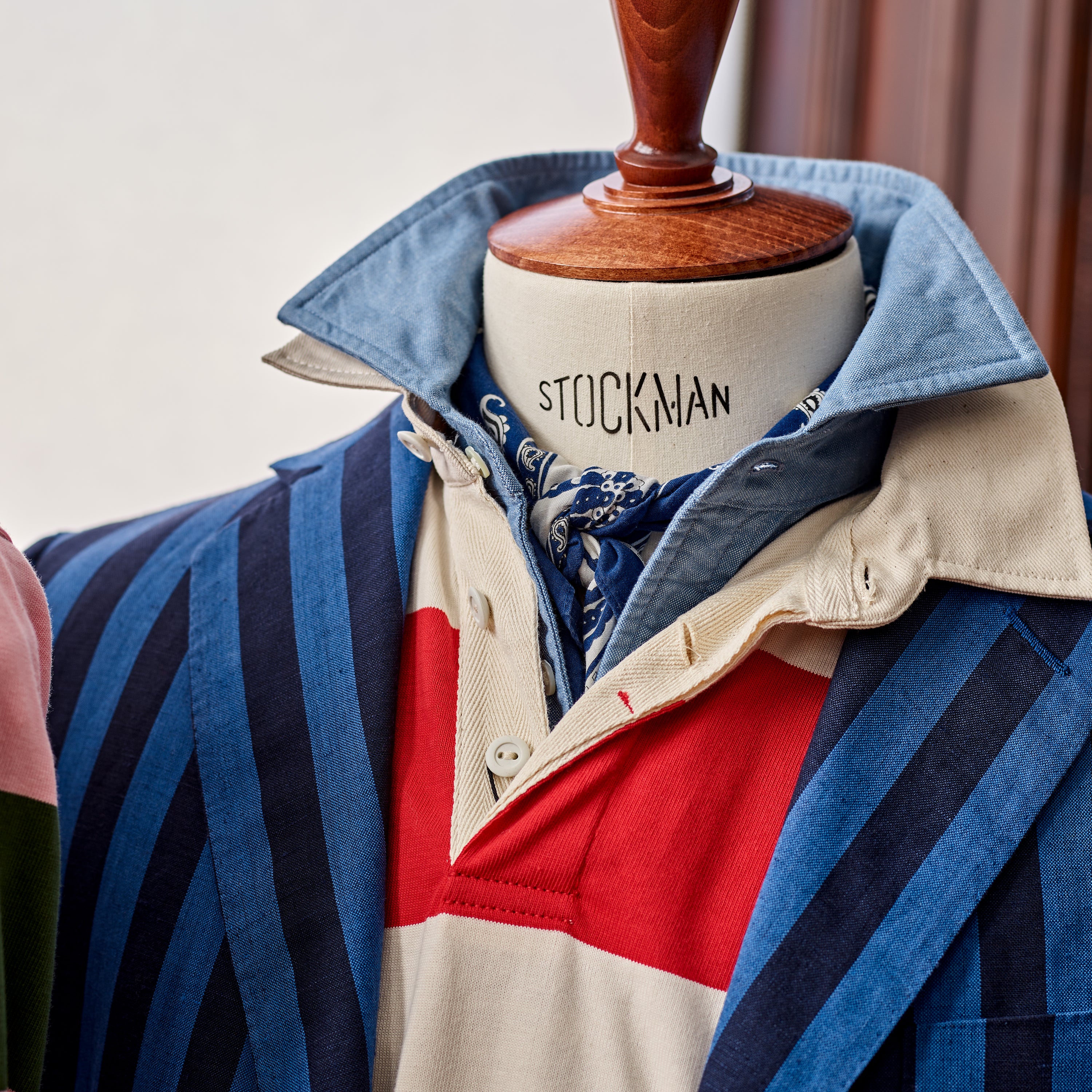 Fox Heritage Stripe Rugby Shirt in Red and Ecru