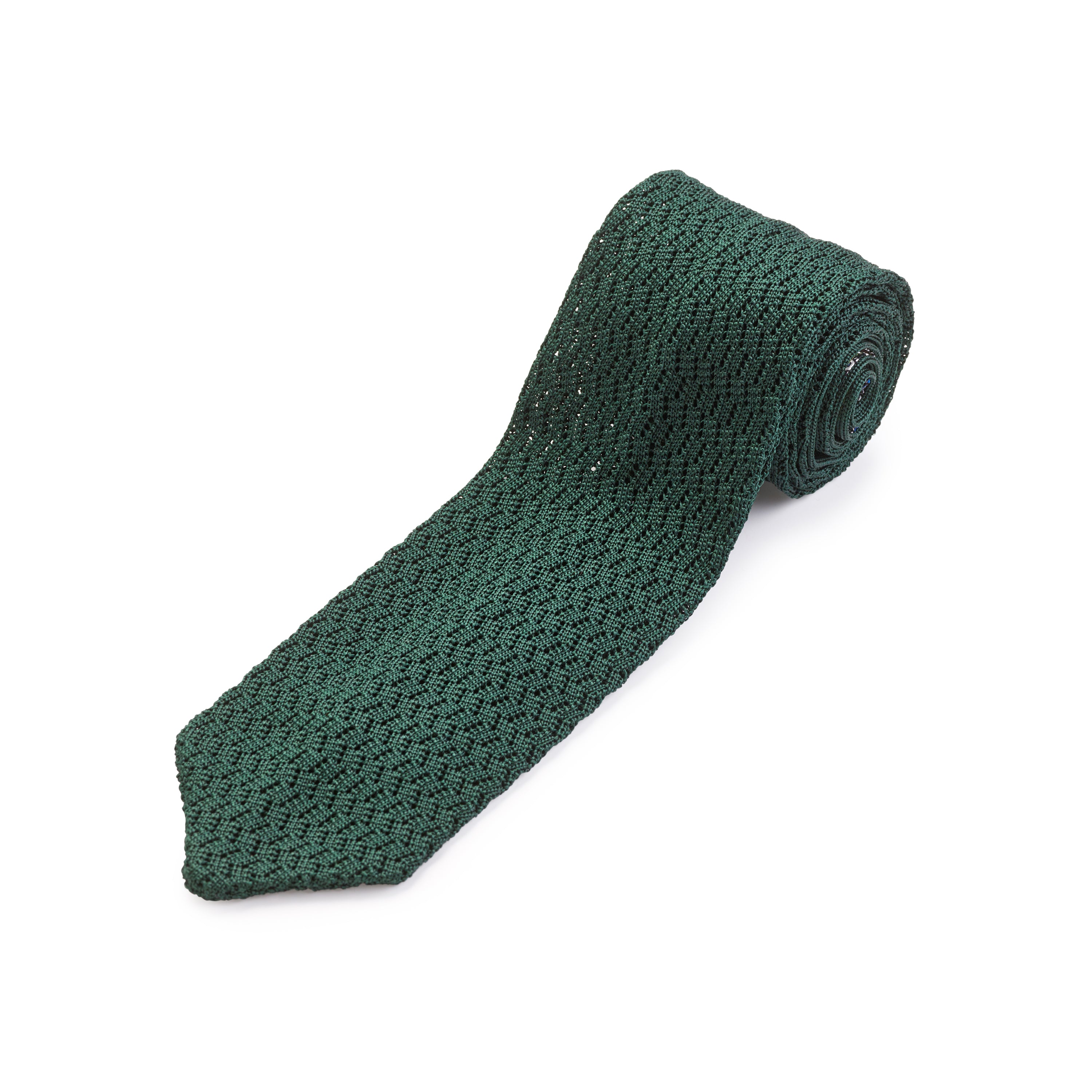 Sera Forest Green Chevron Weave Silk Tie