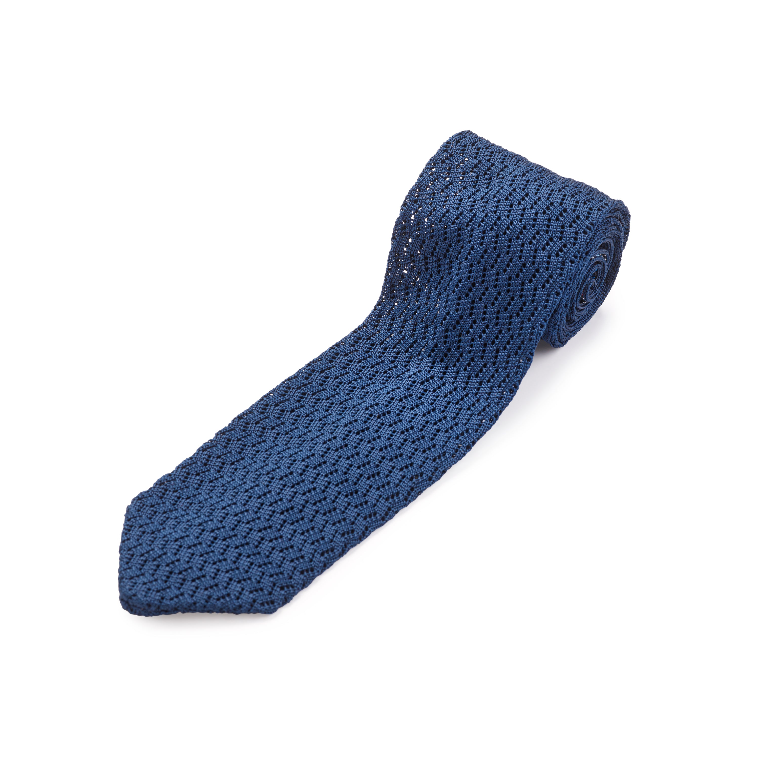 Sera Navy Blue Chevron Weave Silk Tie