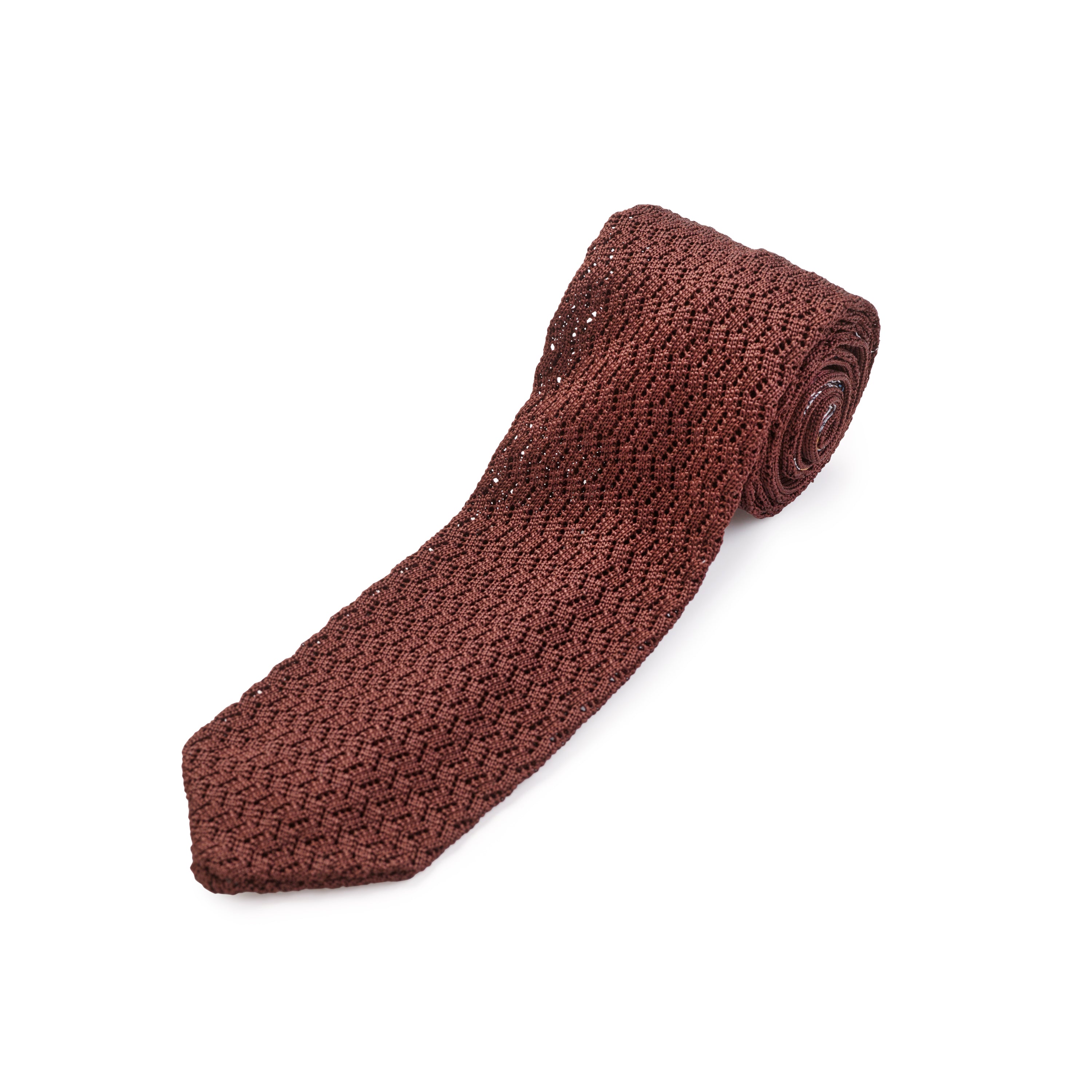 Sera Chocolate Brown Chevron Weave Silk Tie