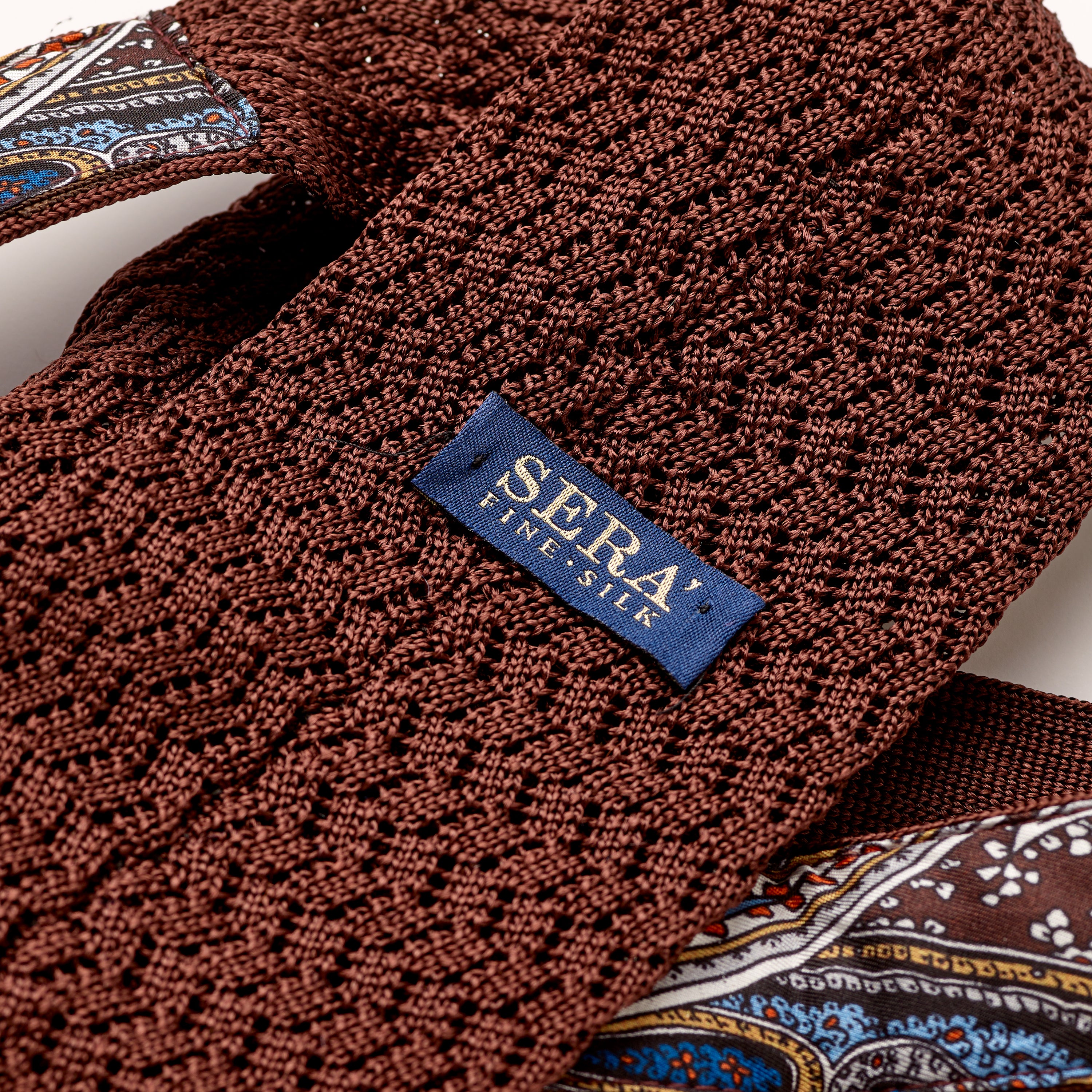 Sera Chocolate Brown Chevron Weave Silk Tie