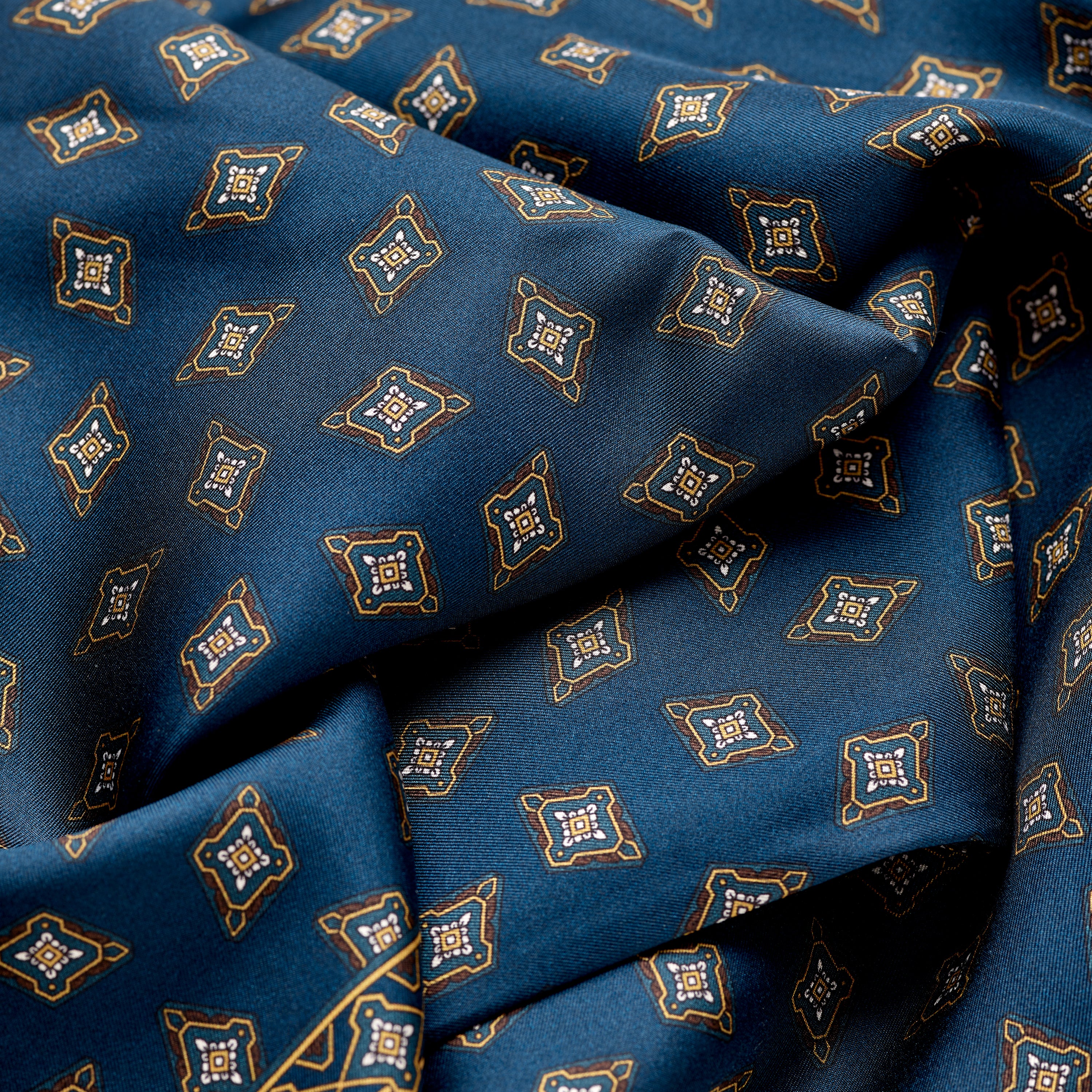 Sera Navy Cashmere & Silk Foulard Scarf