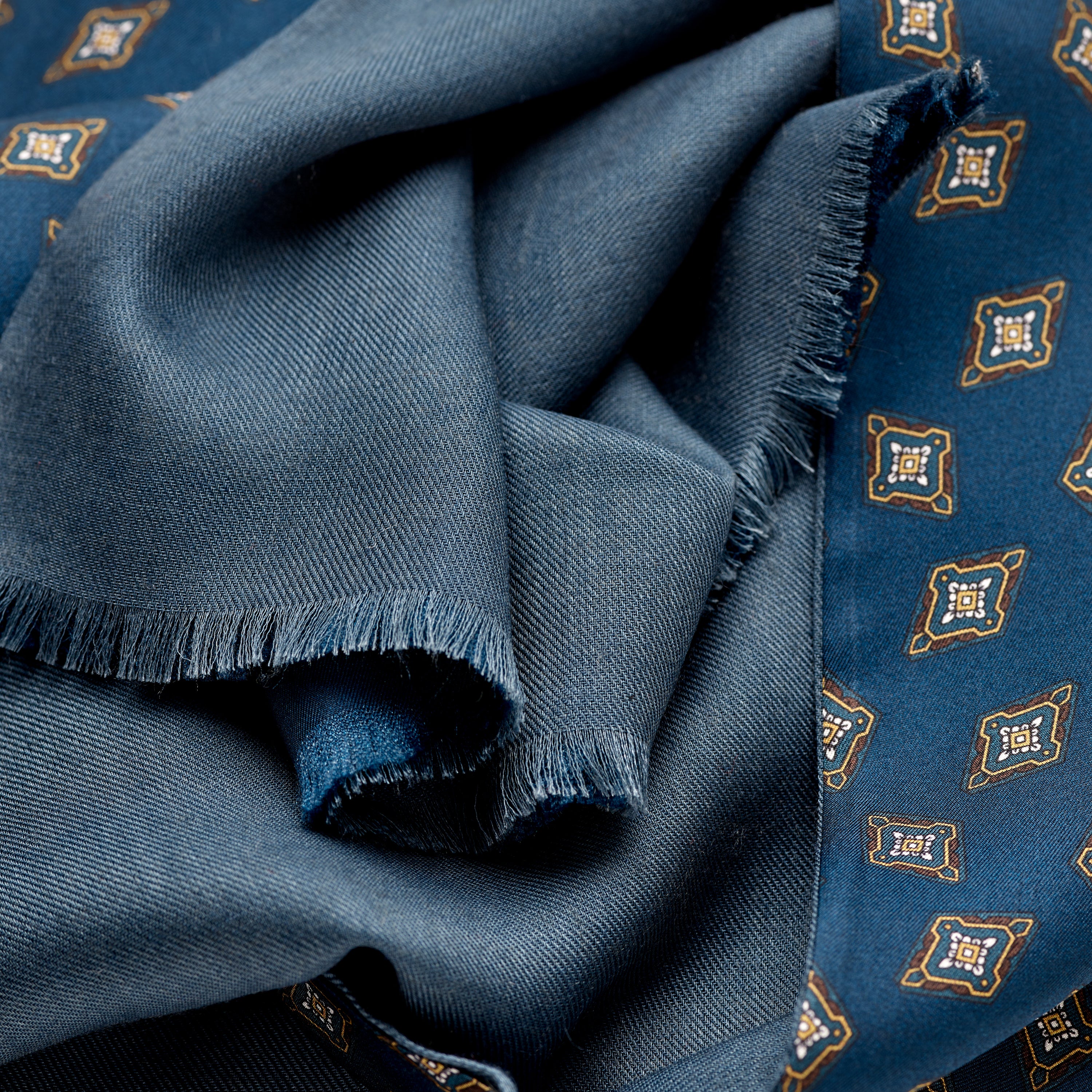 Sera Navy Cashmere & Silk Foulard Scarf
