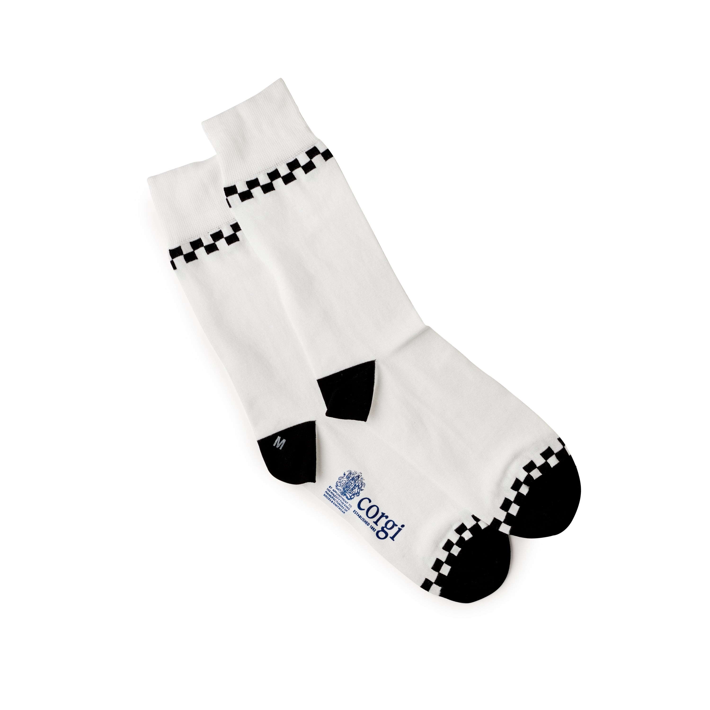 Corgi Checkaboard Lightweight Cotton Socks White