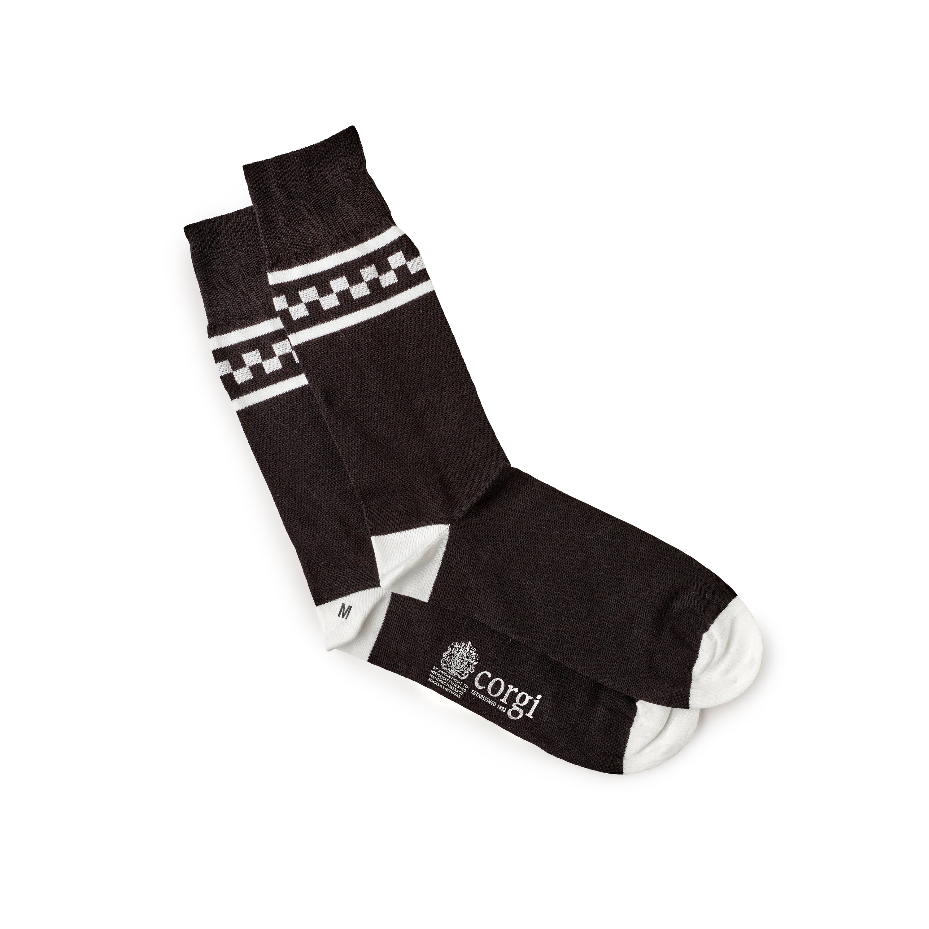 Corgi Checkaboard Lightweight Cotton Socks Black