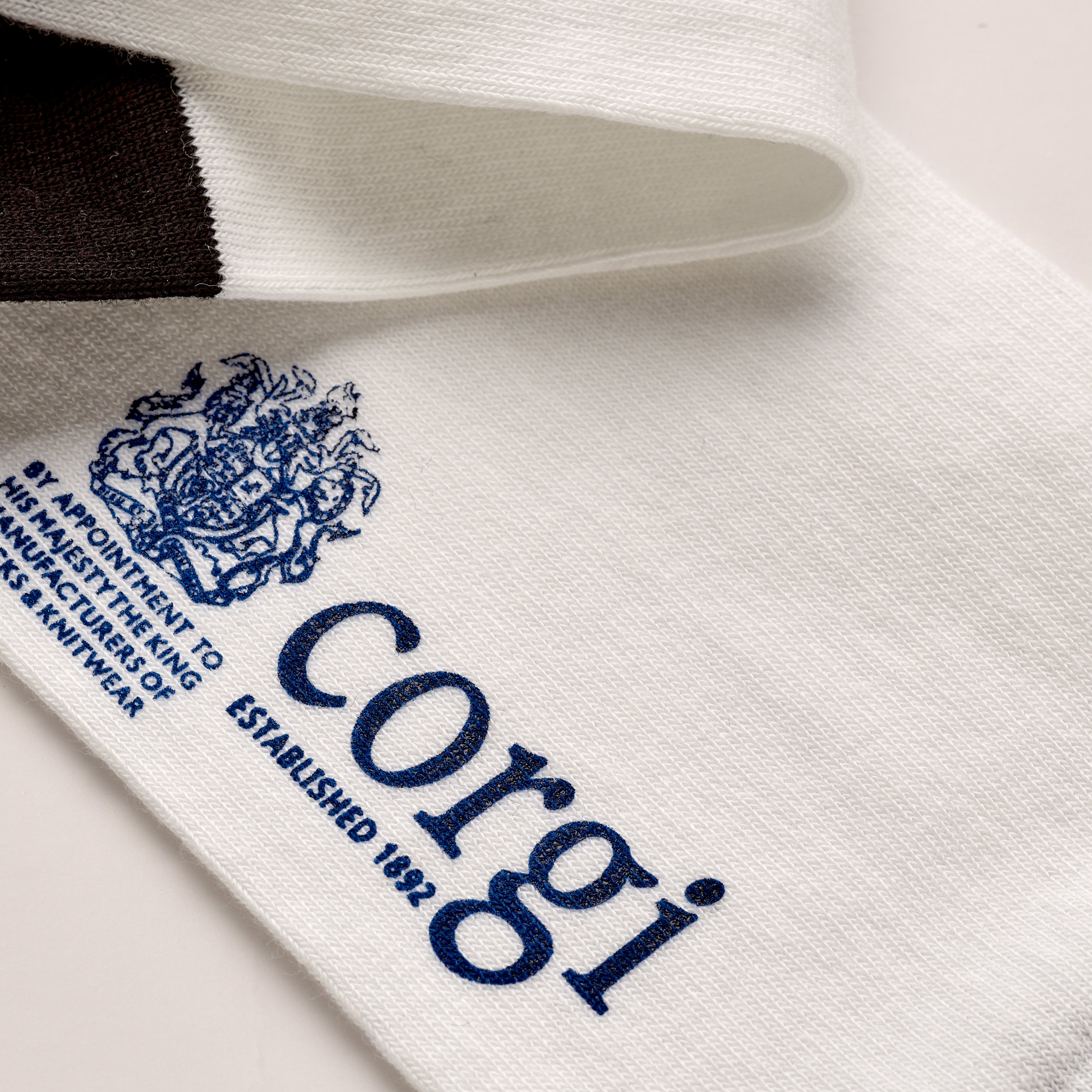 Corgi Checkaboard Lightweight Cotton Socks White