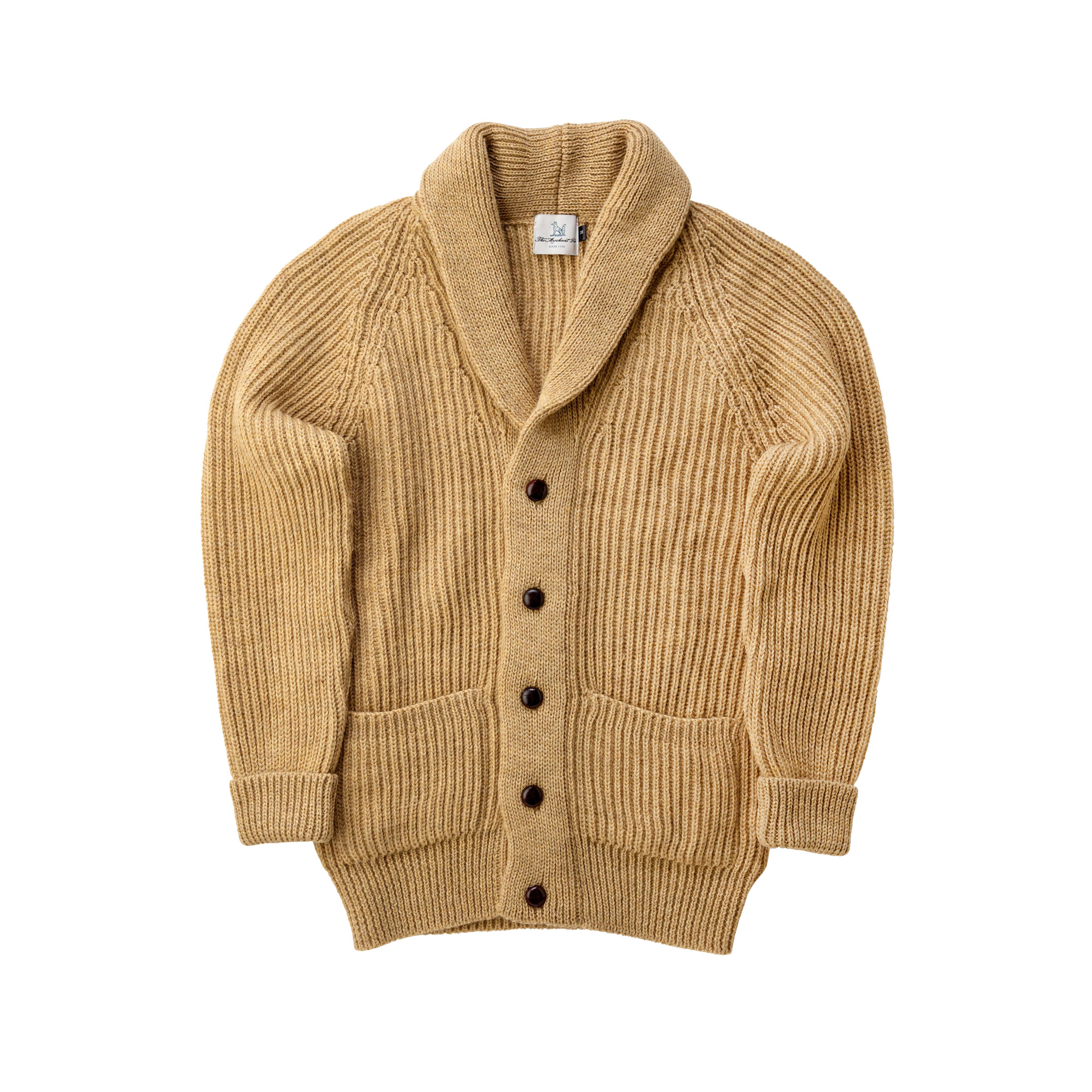 The Shawl Collar Cardigan in Warm Tan