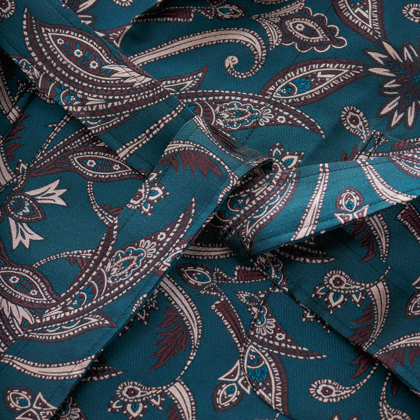 Fox Silk Art Nouveau Lounge Gown in Teal and Brown