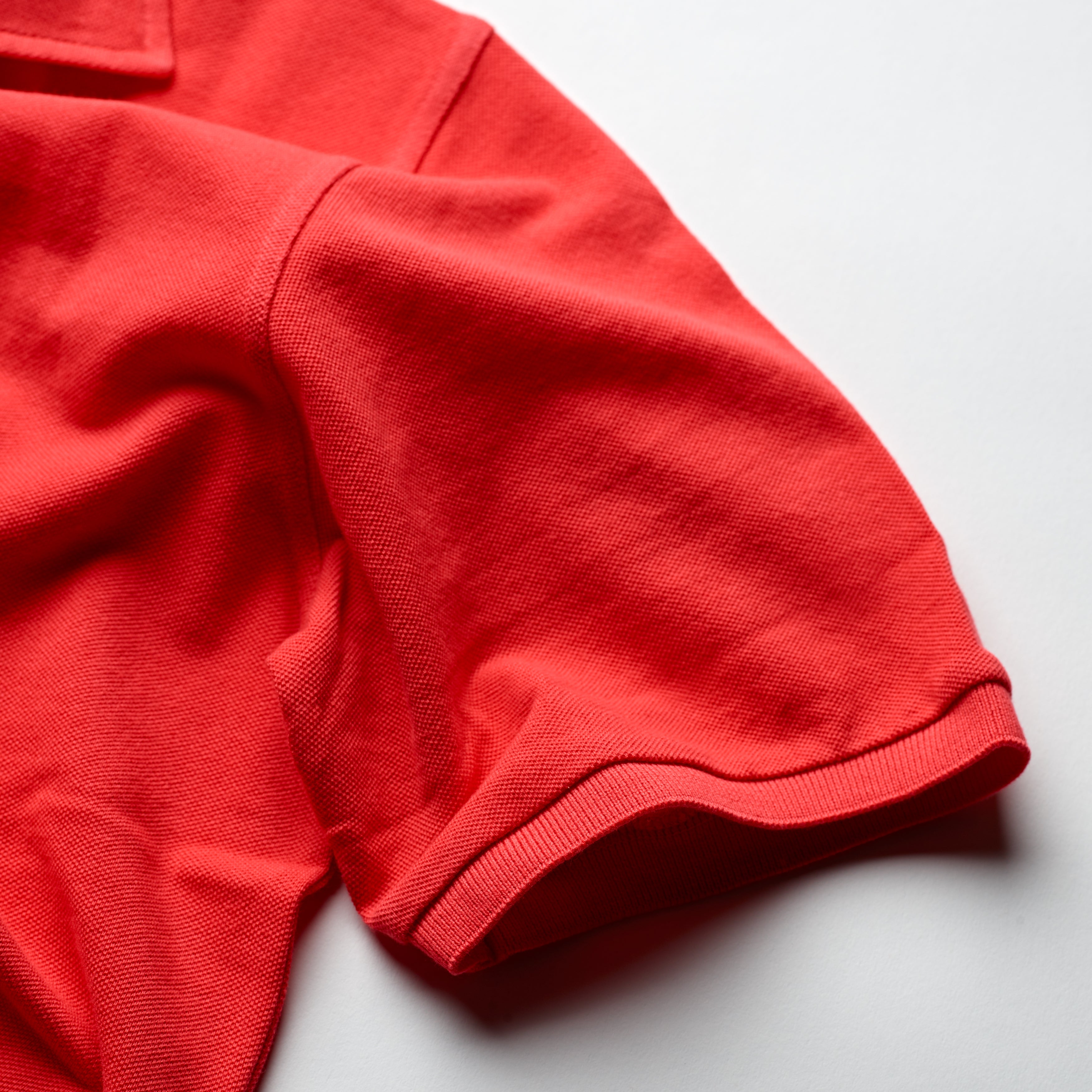 Fedeli Classic Short Sleeve Knitted Pique Polo Shirt Coral Sleeve