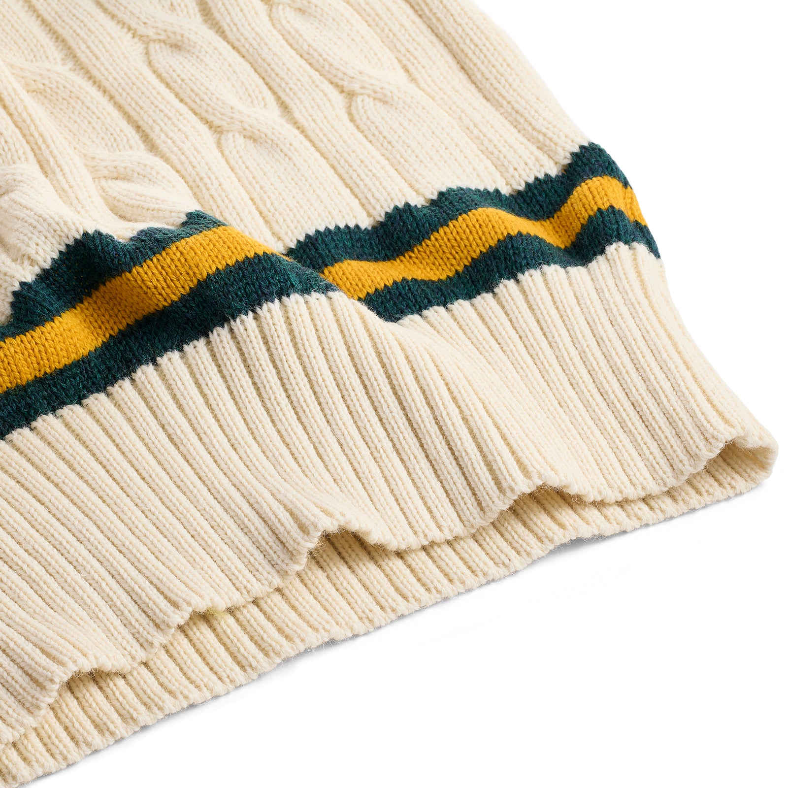 Fox Cricket Club Ecru Slipover with Green & Gold Stripes