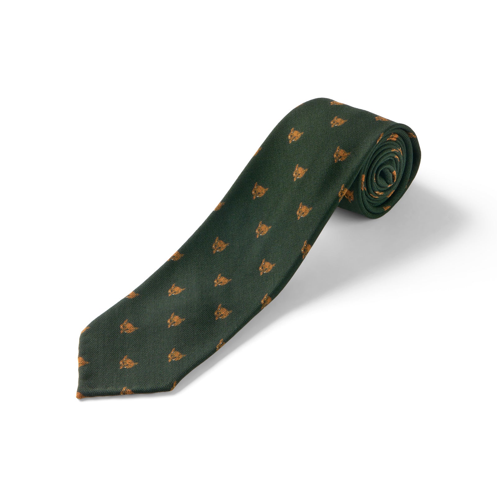 Fox Mask 4 Fold Racing Green Wool and Silk Challis Tie